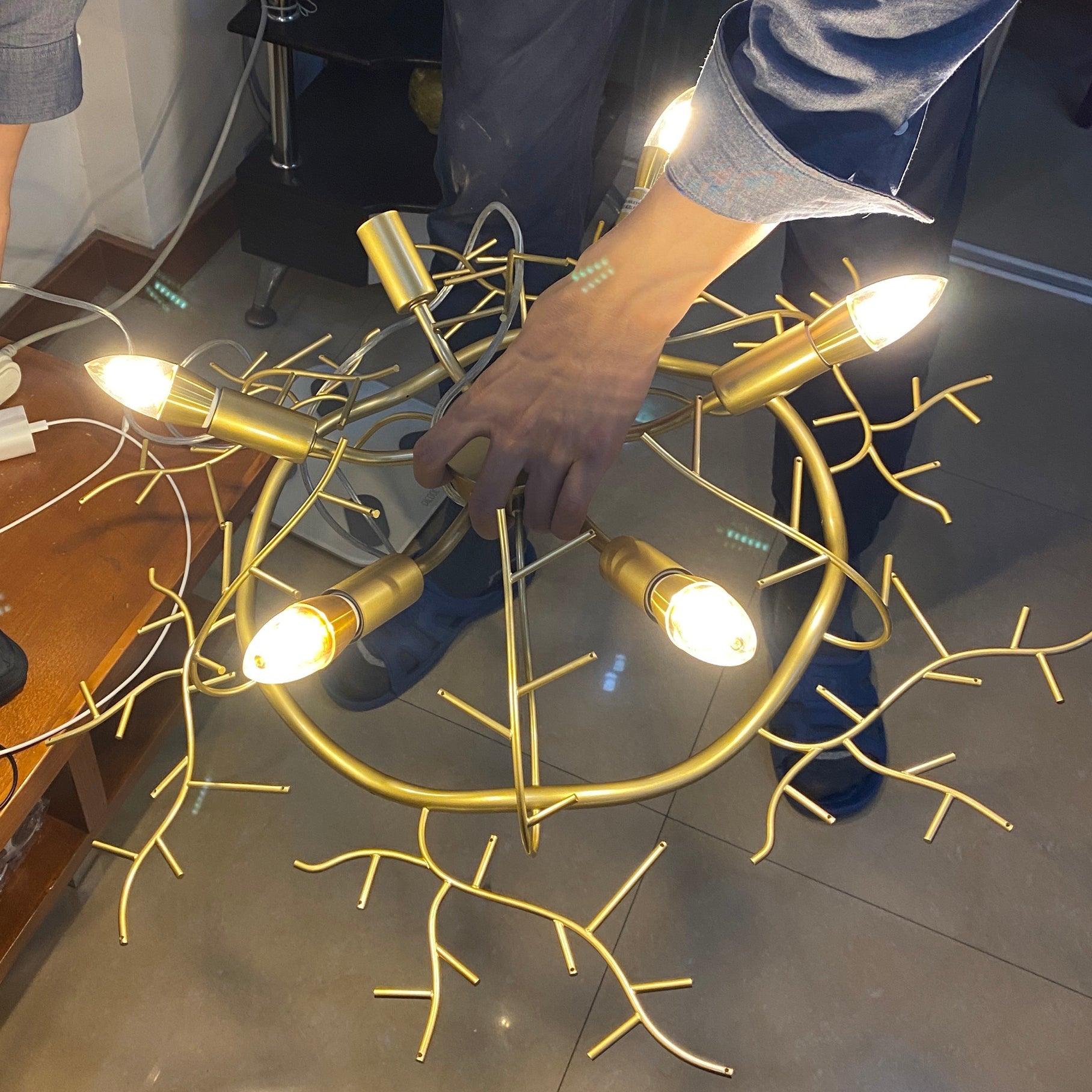 Nirixy Chandelier Crystal Branch Gold LED-Neutral Decor