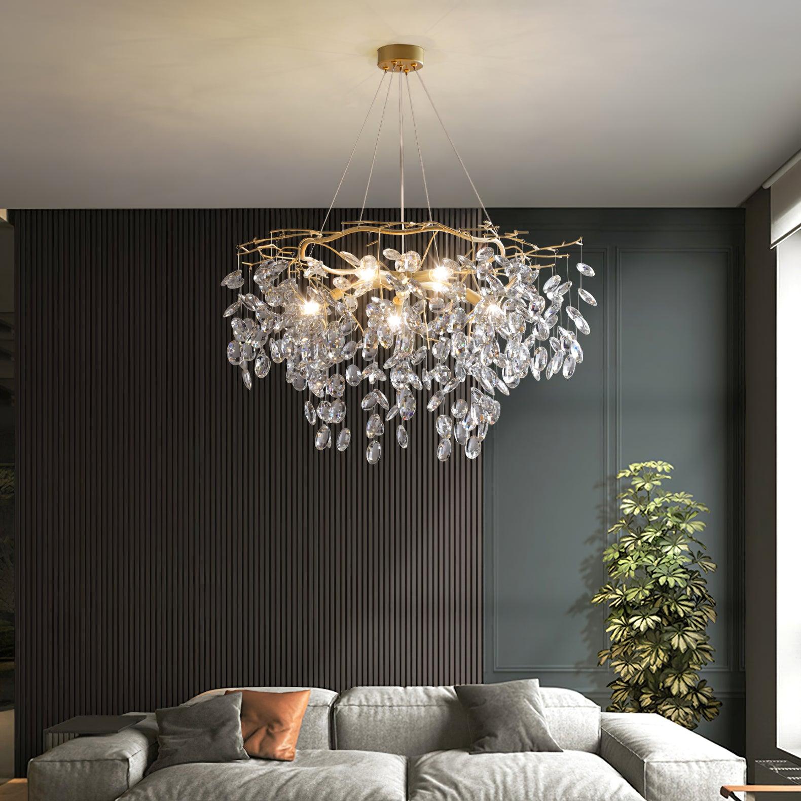 Nirixy Chandelier Crystal Branch Gold LED-Neutral Decor