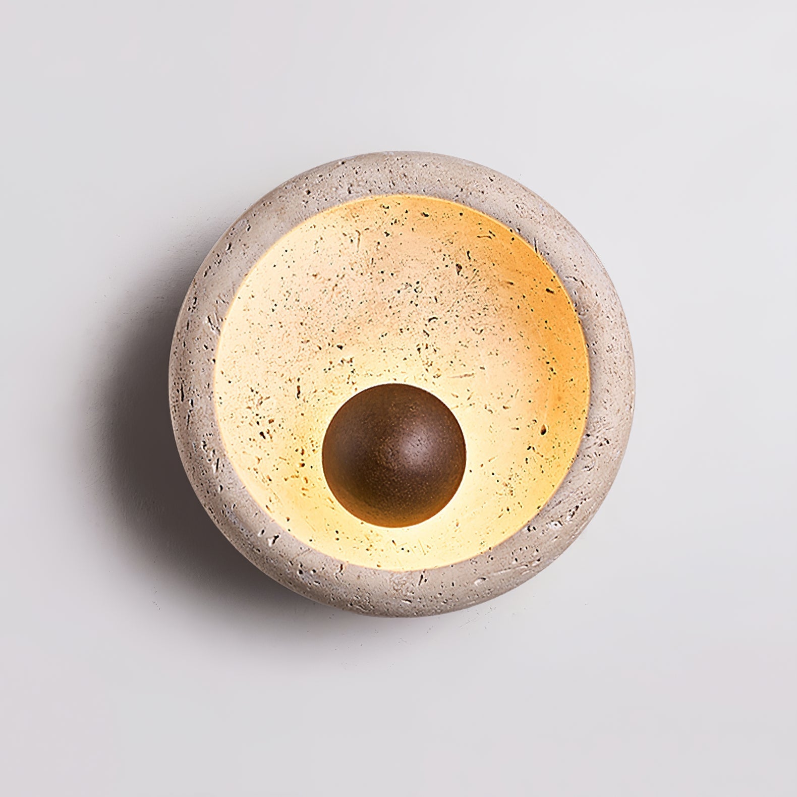 Odenis Orb-Shaped Travertine Wall Light-Neutral Decor