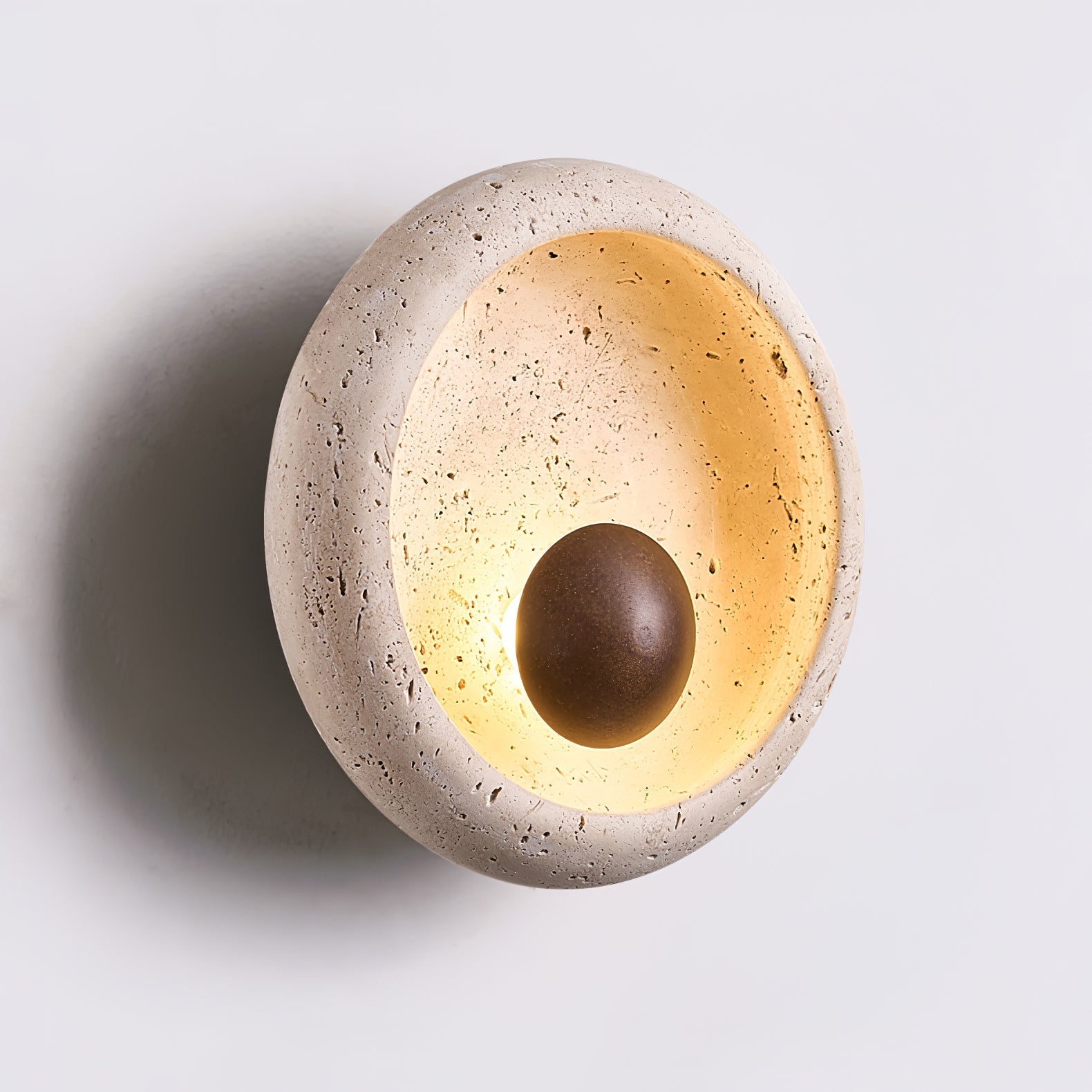 Odenis Orb-Shaped Travertine Wall Light-Neutral Decor
