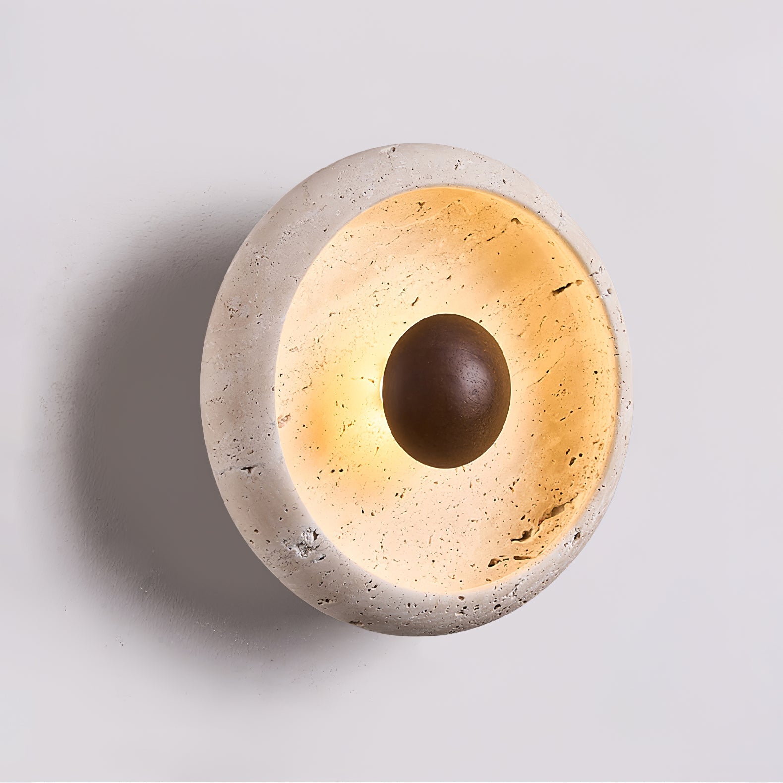 Odenis Orb-Shaped Travertine Wall Light-Neutral Decor