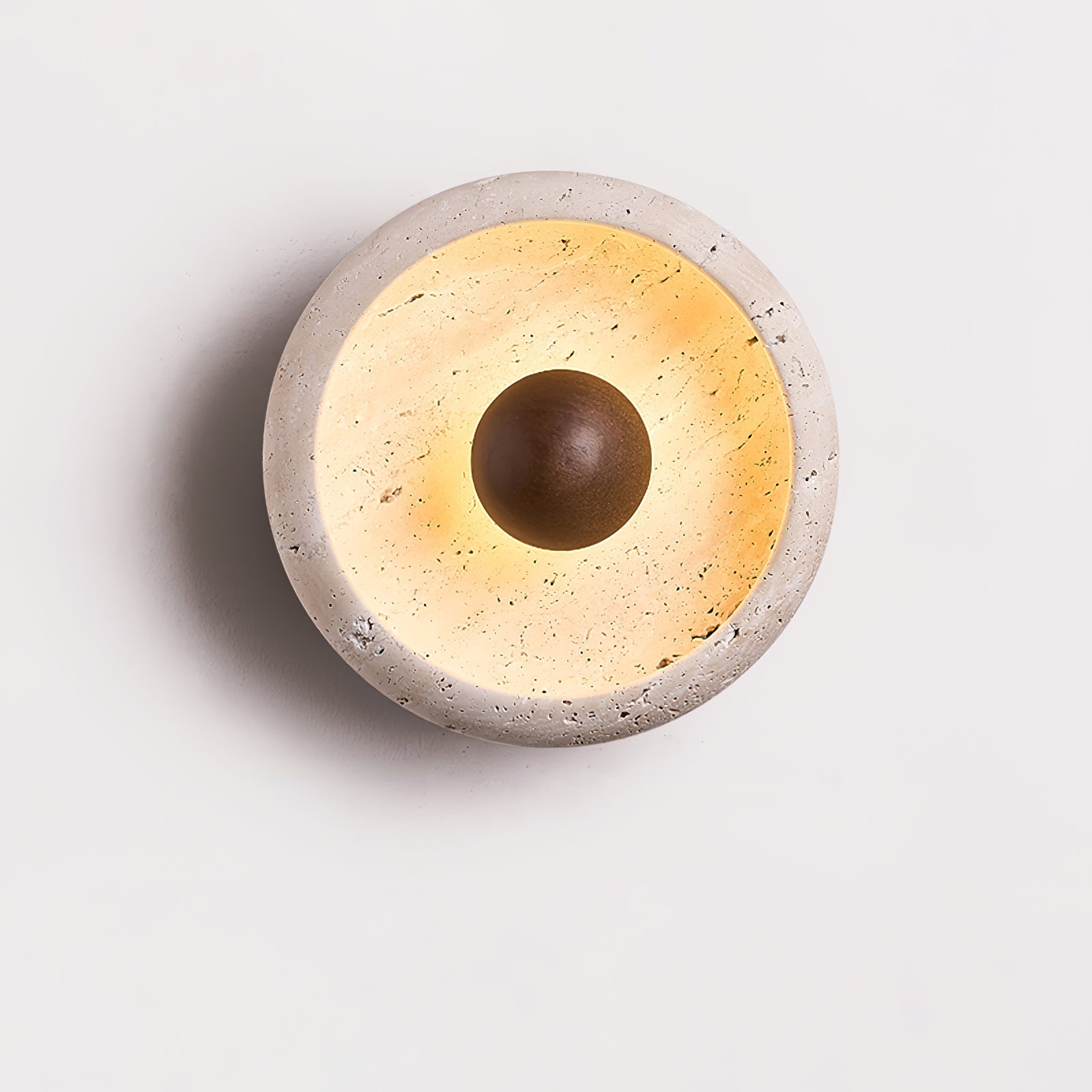 Odenis Orb-Shaped Travertine Wall Light-Neutral Decor