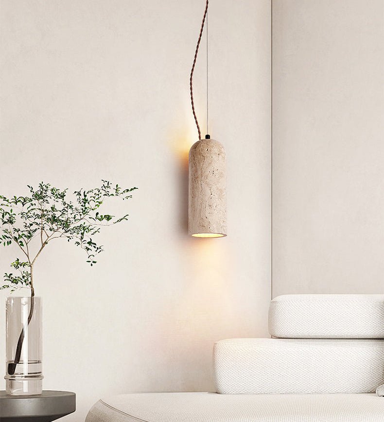 Talv Elegant Yellow Travertine Pendant Lamp-Neutral Decor