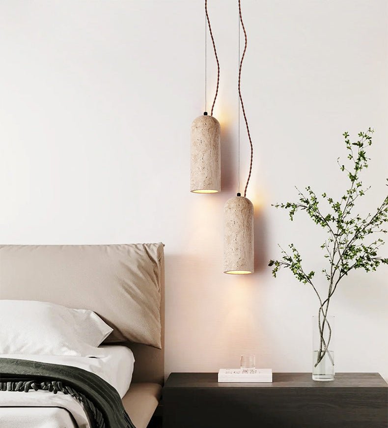 Talv Elegant Yellow Travertine Pendant Lamp-Neutral Decor