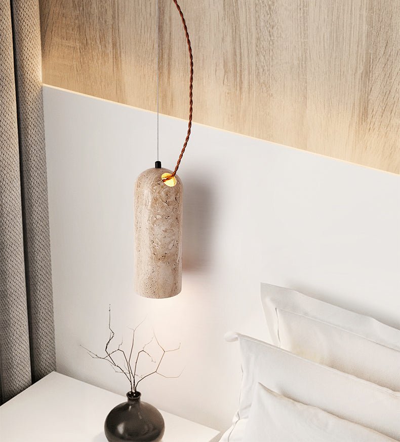 Talv Elegant Yellow Travertine Pendant Lamp-Neutral Decor