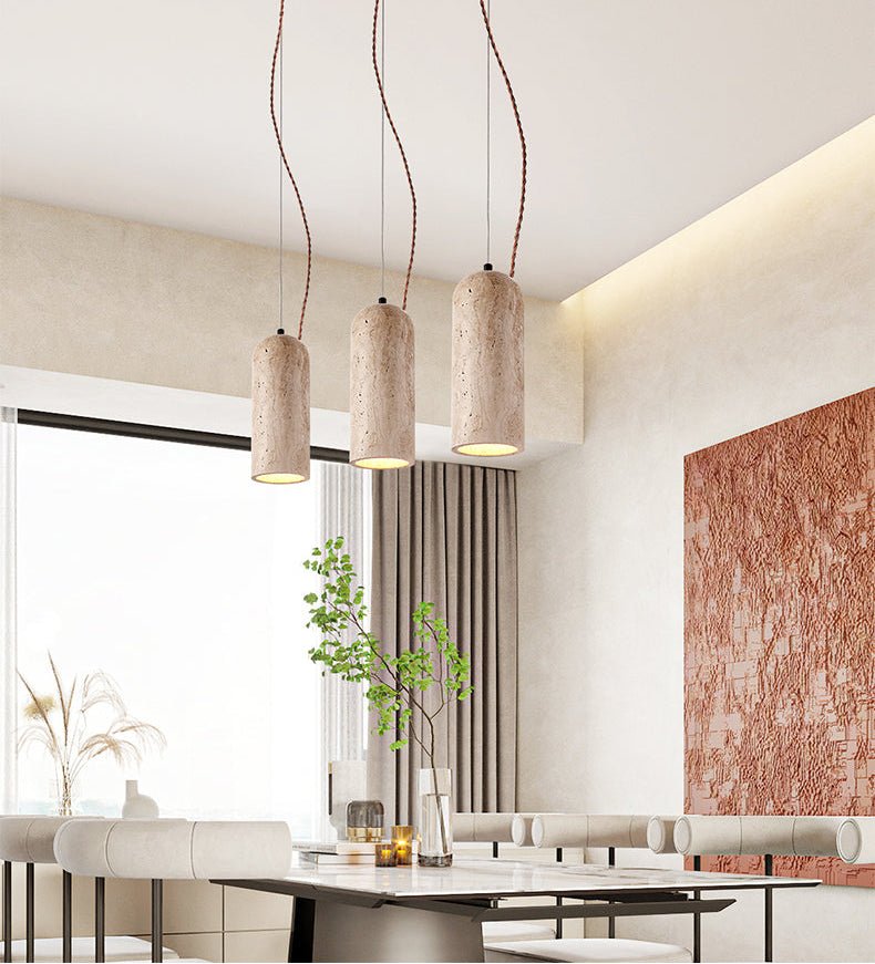 Talv Elegant Yellow Travertine Pendant Lamp-Neutral Decor
