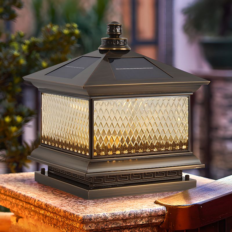Evelor Classic Diamond Solar Post Outdoor Light-Neutral Decor