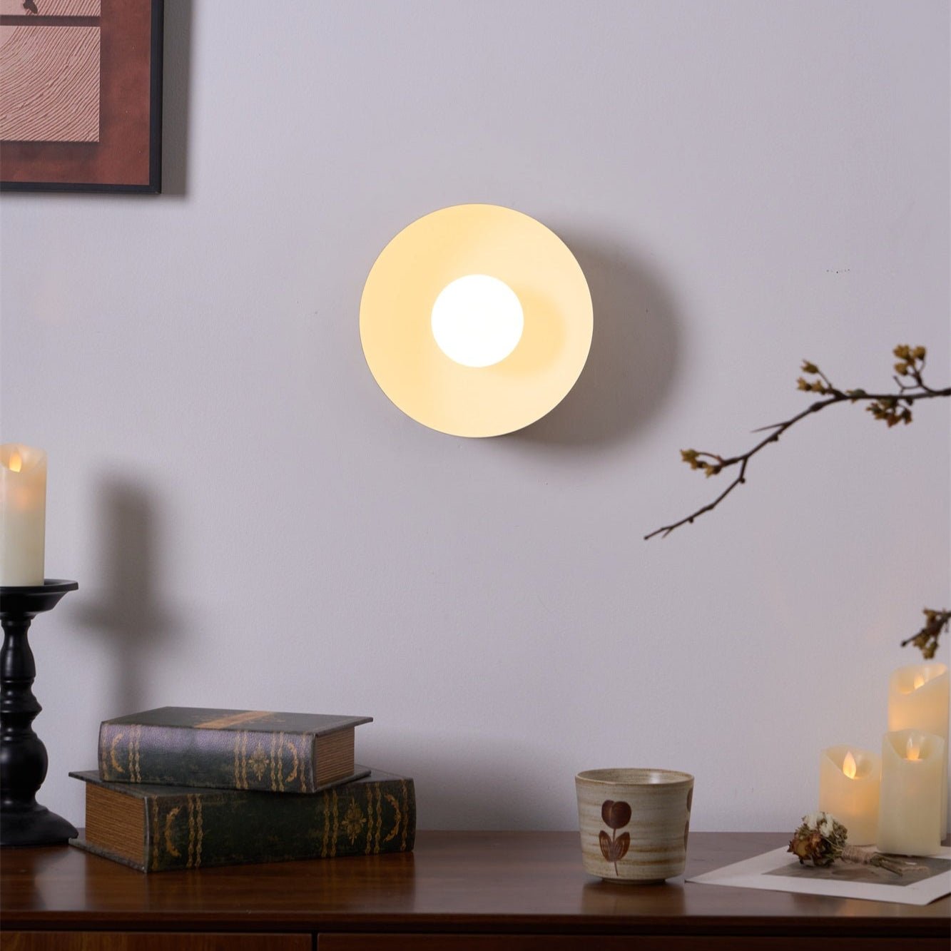 Vethaora Modern Minimalist Solar Eclipse Brass Glass Wall Light-Neutral Decor