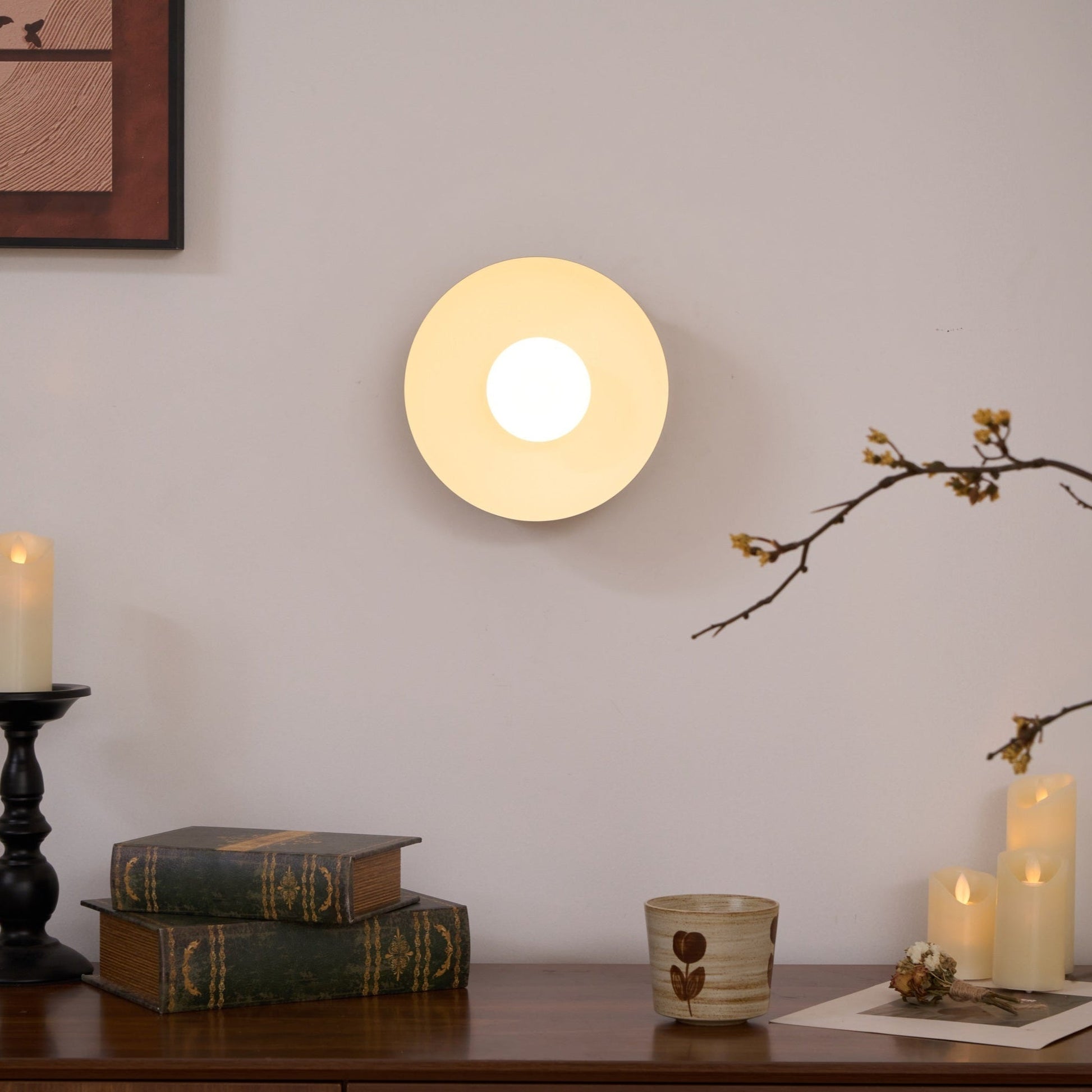 Vethaora Modern Minimalist Solar Eclipse Brass Glass Wall Light-Neutral Decor
