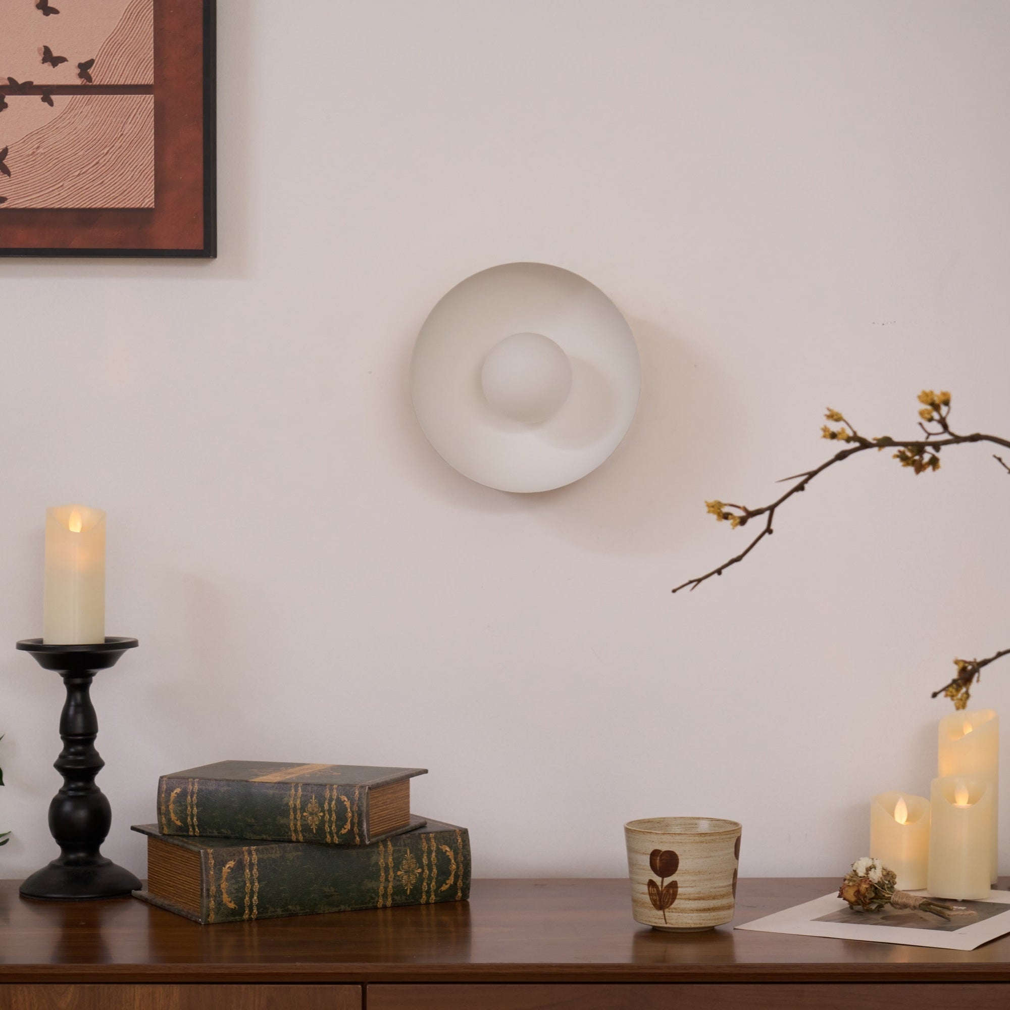Vethaora Modern Minimalist Solar Eclipse Brass Glass Wall Light-Neutral Decor
