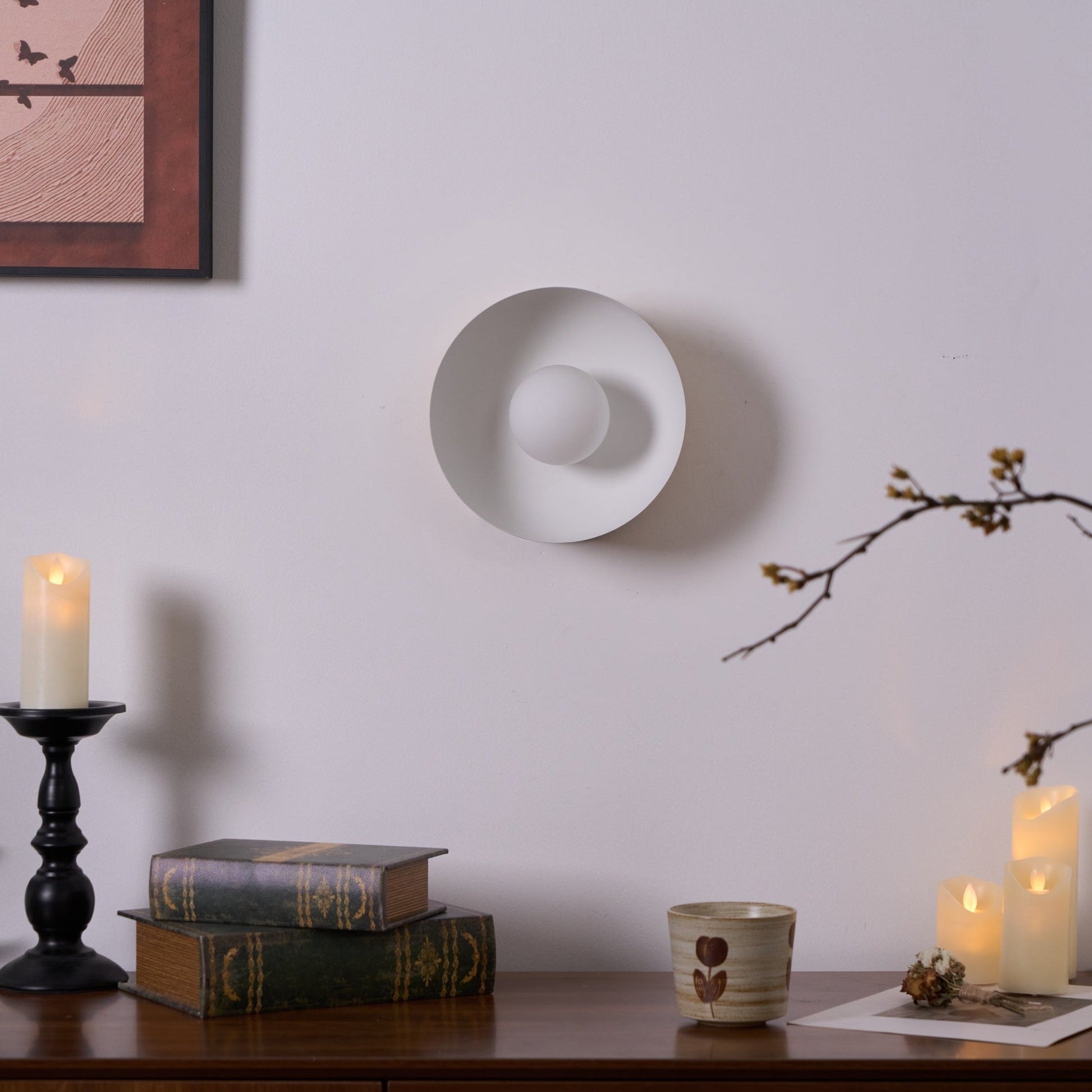 Vethaora Modern Minimalist Solar Eclipse Brass Glass Wall Light-Neutral Decor