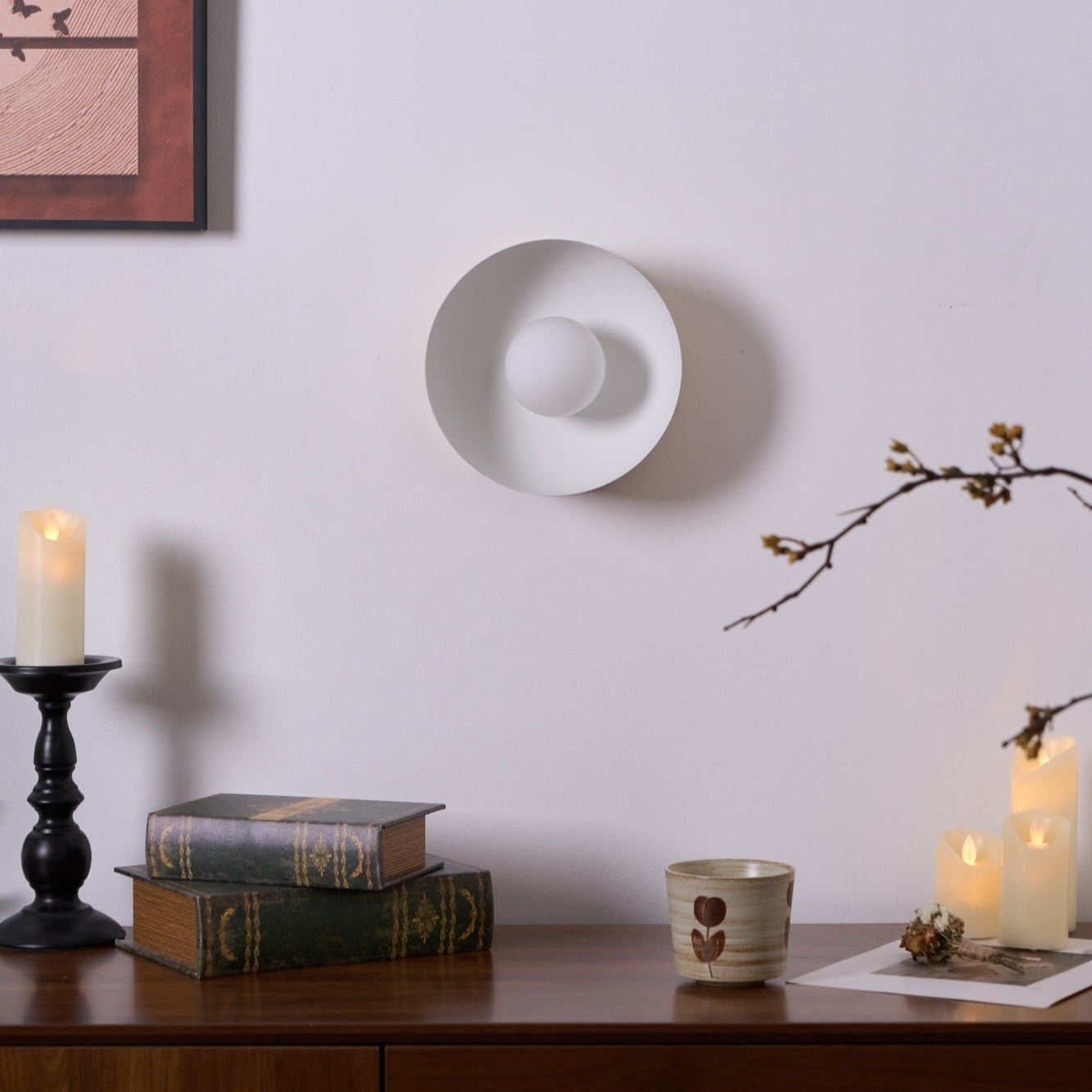 Vethaora Modern Minimalist Solar Eclipse Brass Glass Wall Light-Neutral Decor