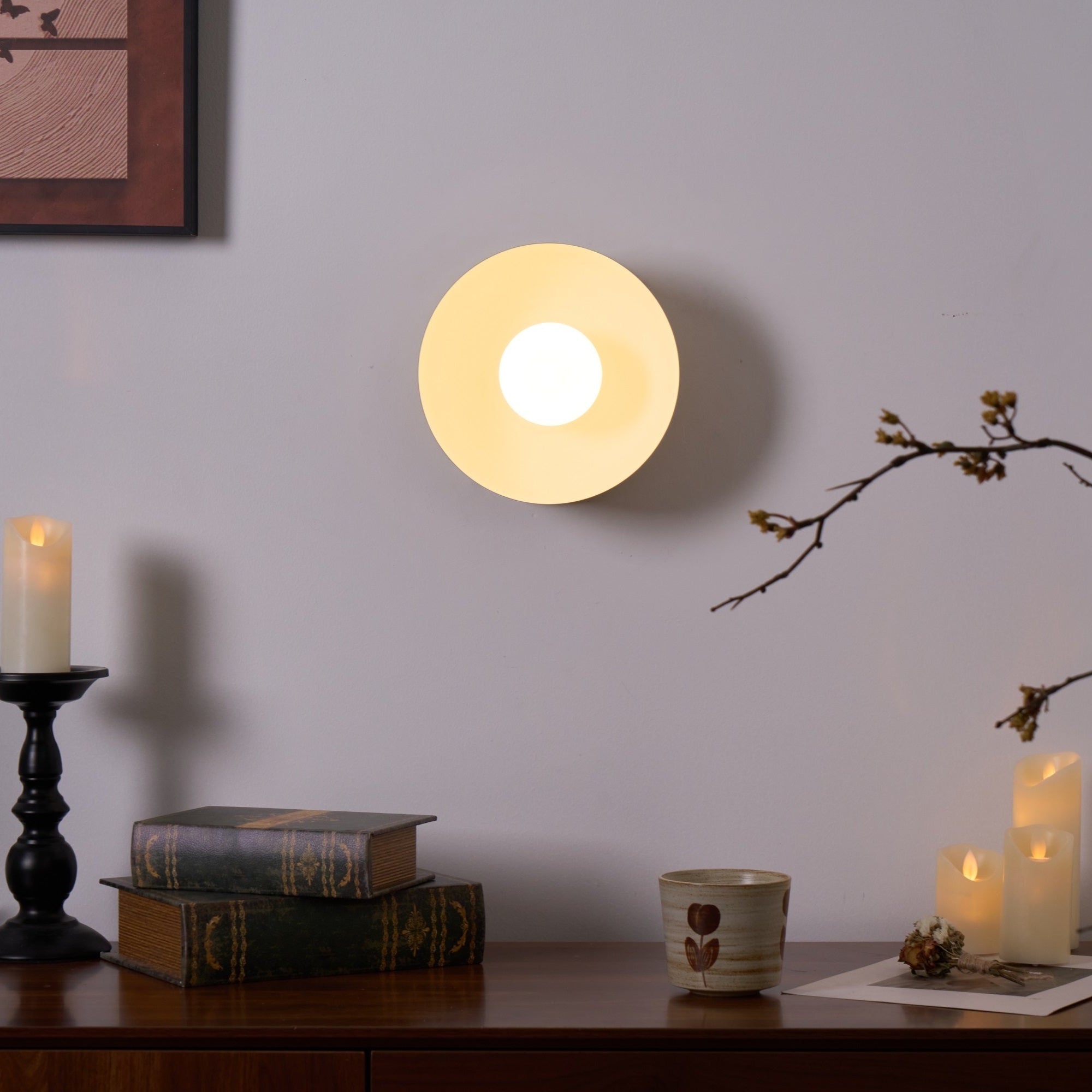 Vethaora Modern Minimalist Solar Eclipse Brass Glass Wall Light-Neutral Decor