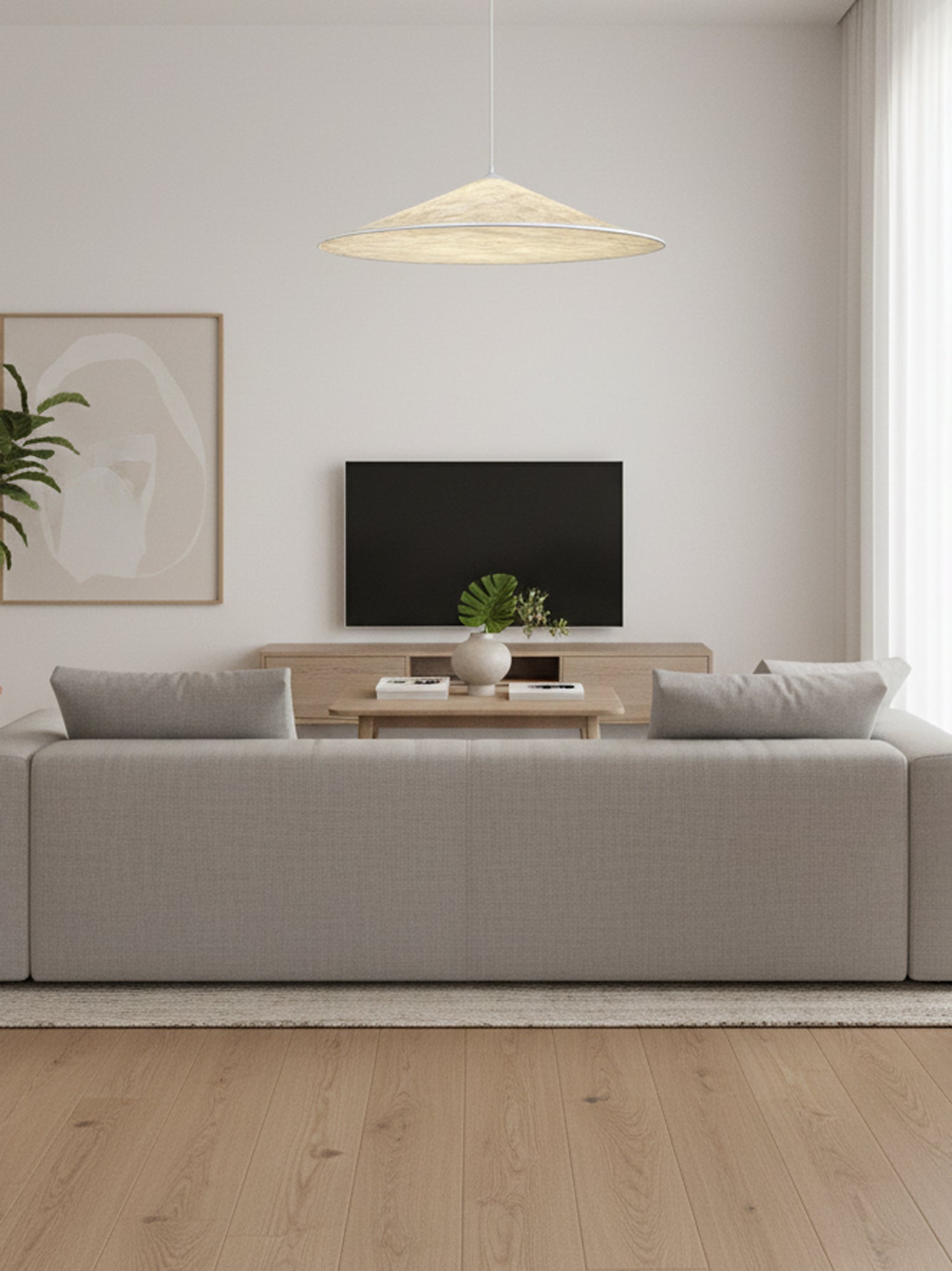 Solara Disc Paper Pendant Lamp-Neutral Decor