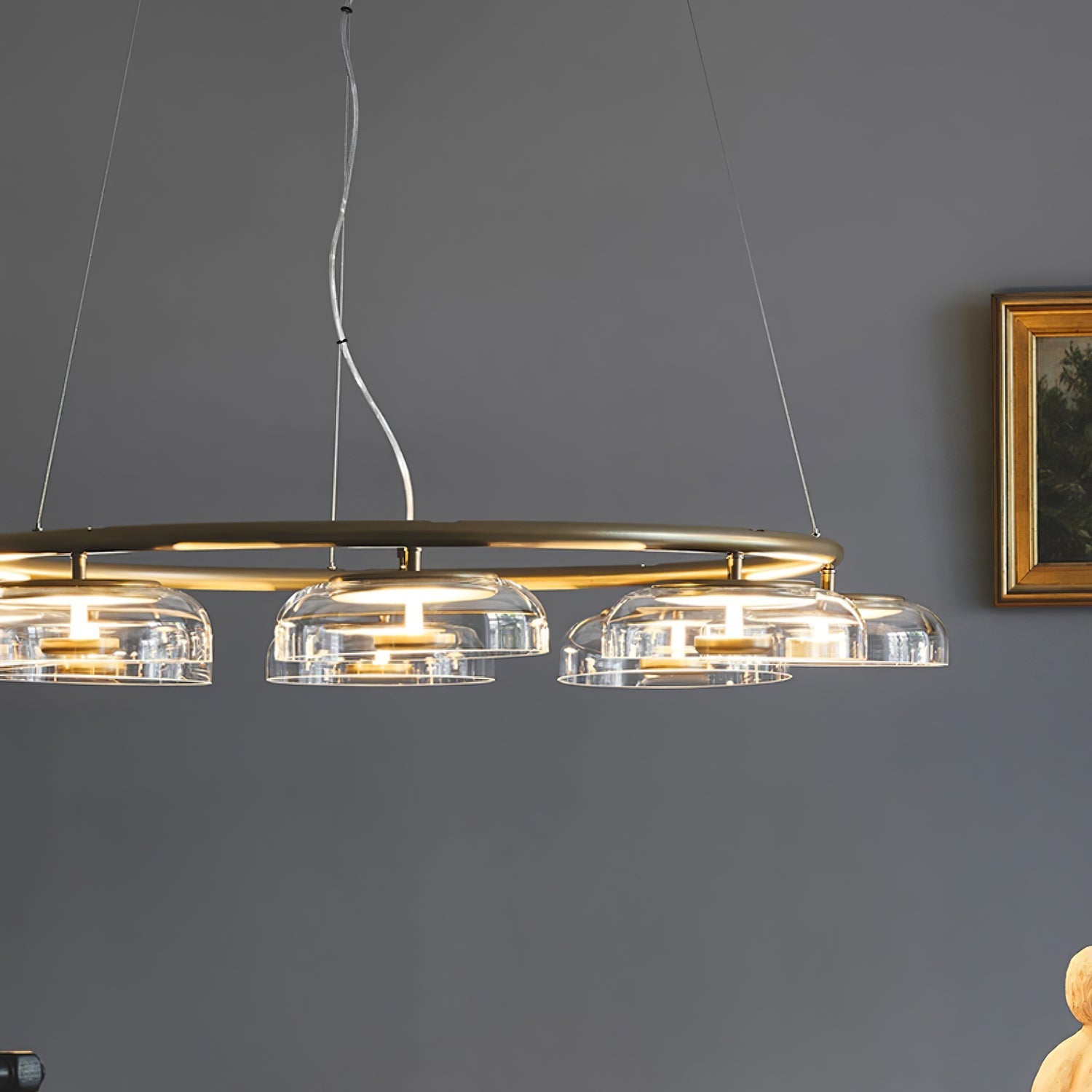 Aethera Circular Glass Chandelier-Neutral Decor