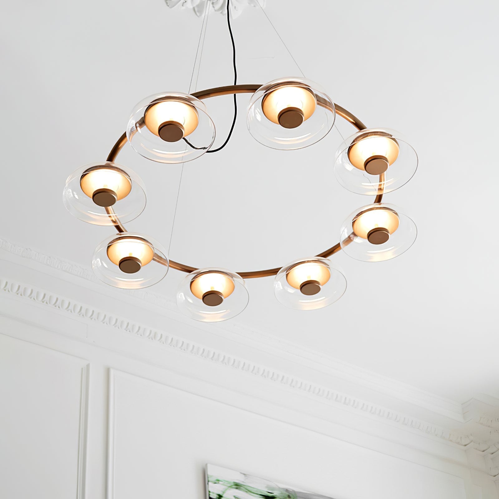 Aethera Circular Glass Chandelier-Neutral Decor