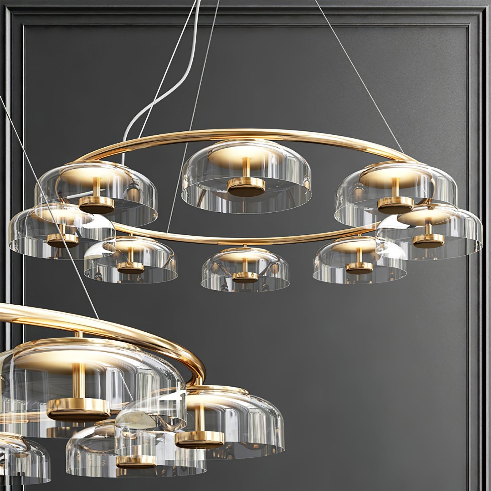 Aethera Circular Glass Chandelier-Neutral Decor