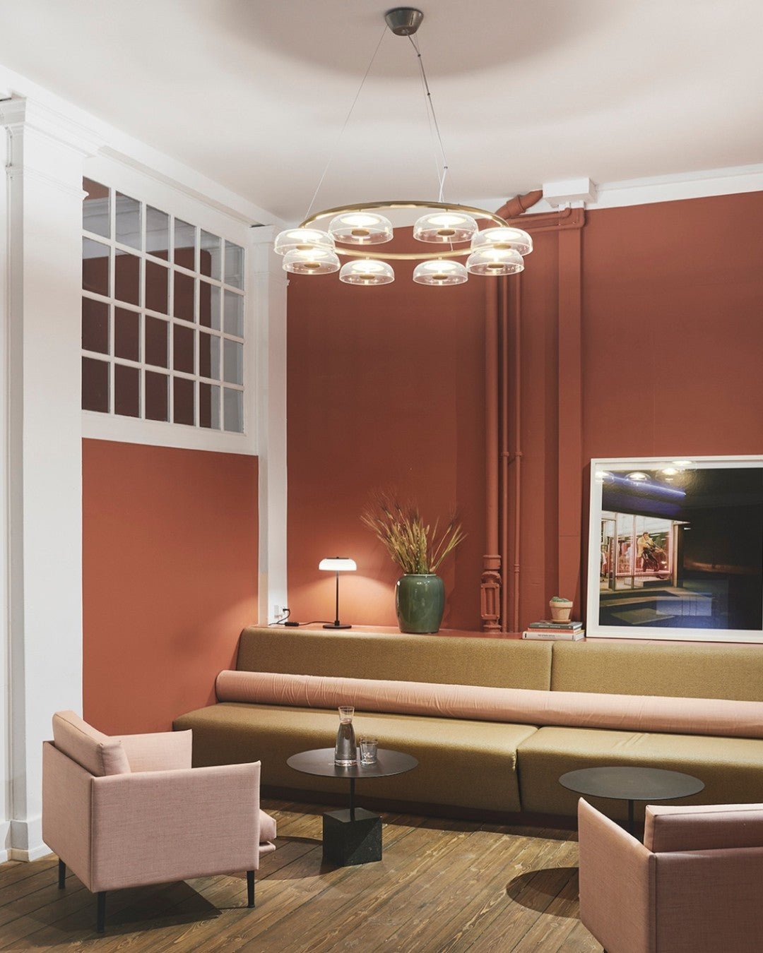 Aethera Circular Glass Chandelier-Neutral Decor