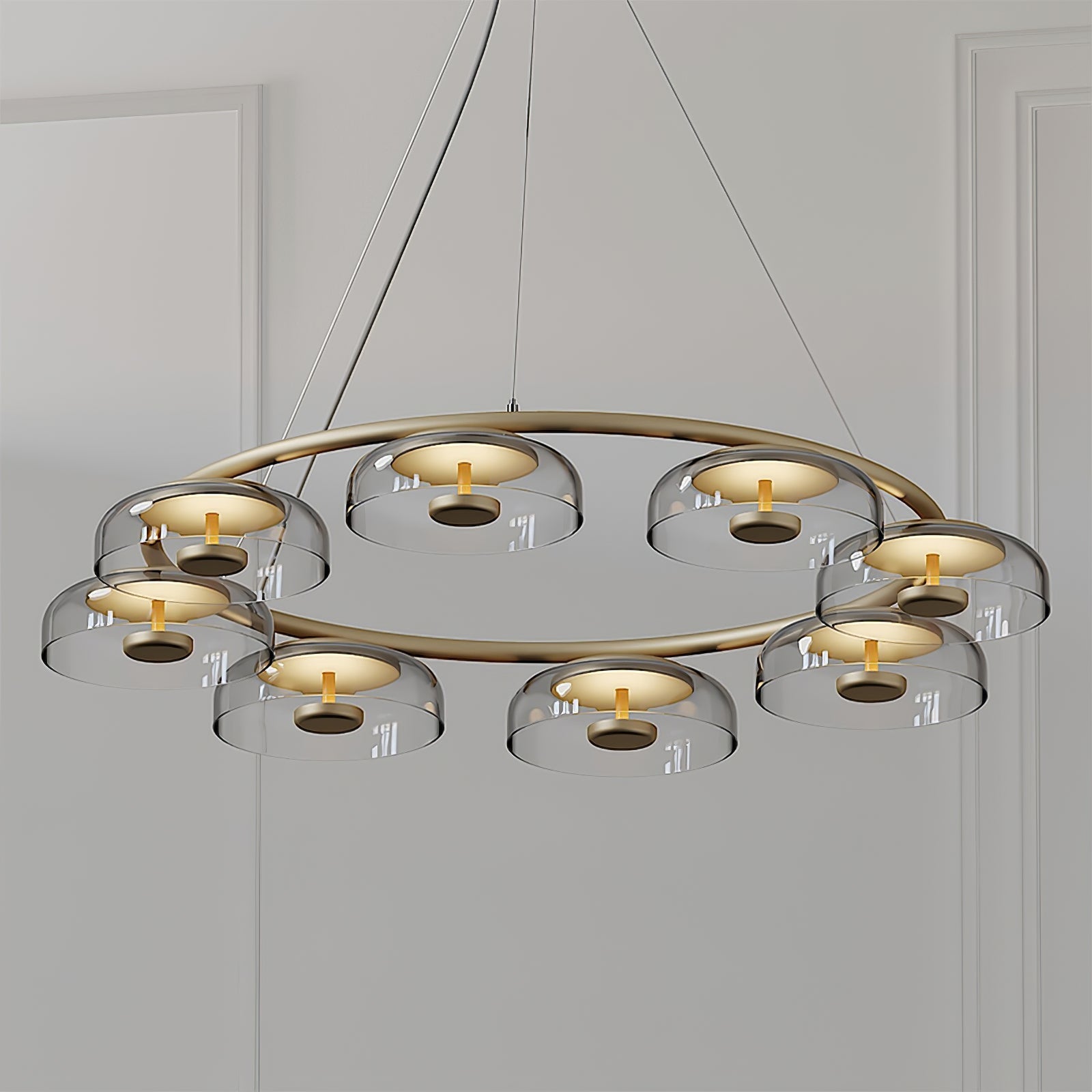 Aethera Circular Glass Chandelier-Neutral Decor