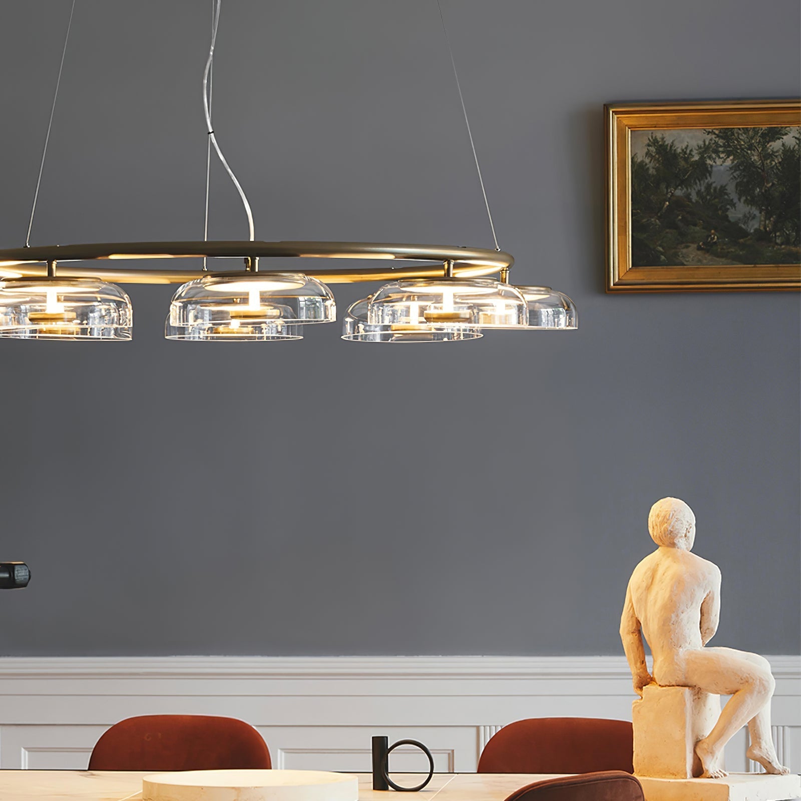 Aethera Circular Glass Chandelier-Neutral Decor