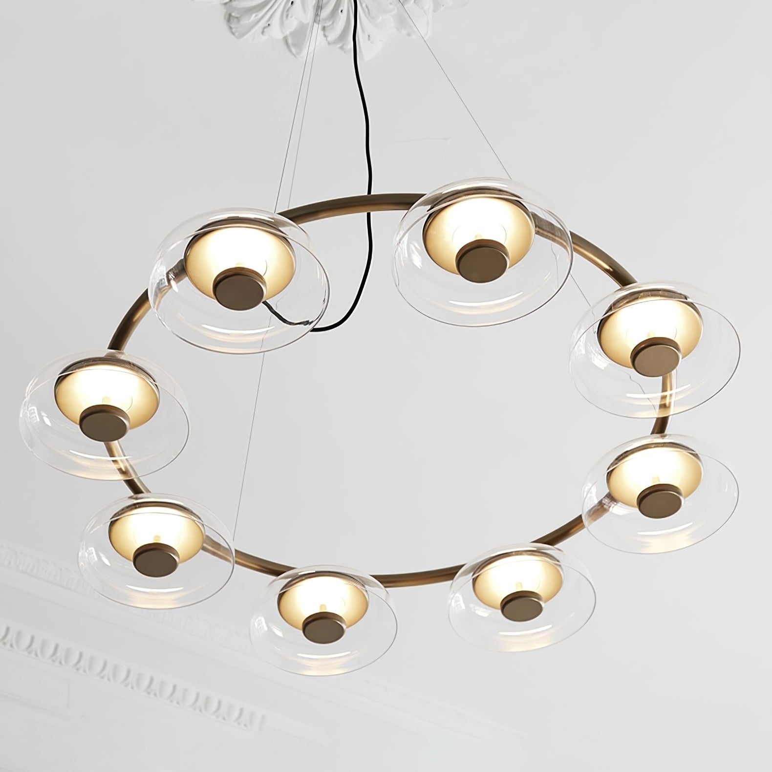 Aethera Circular Glass Chandelier-Neutral Decor