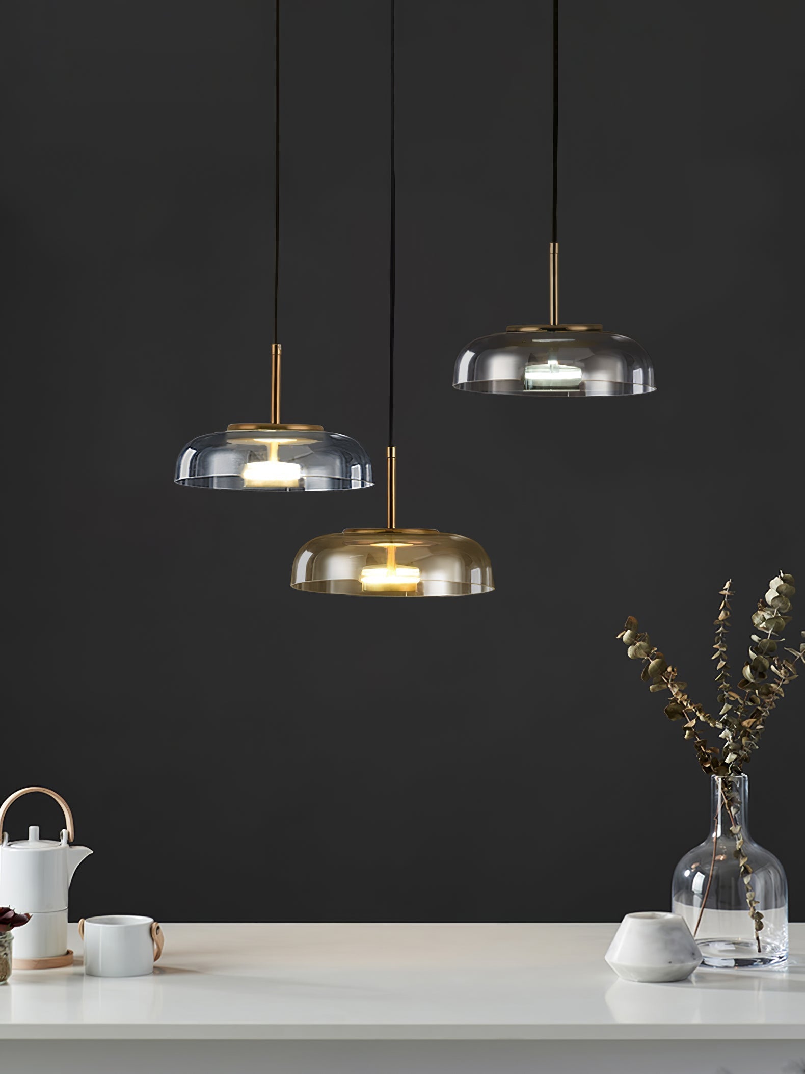 Lustra Pendant Lamp Transparent Glass Sleek-Neutral Decor