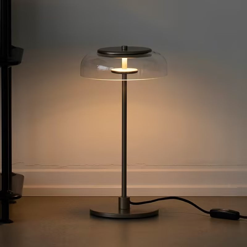 Salem Table Lamp Clear Glass Shade Wood Base-Neutral Decor
