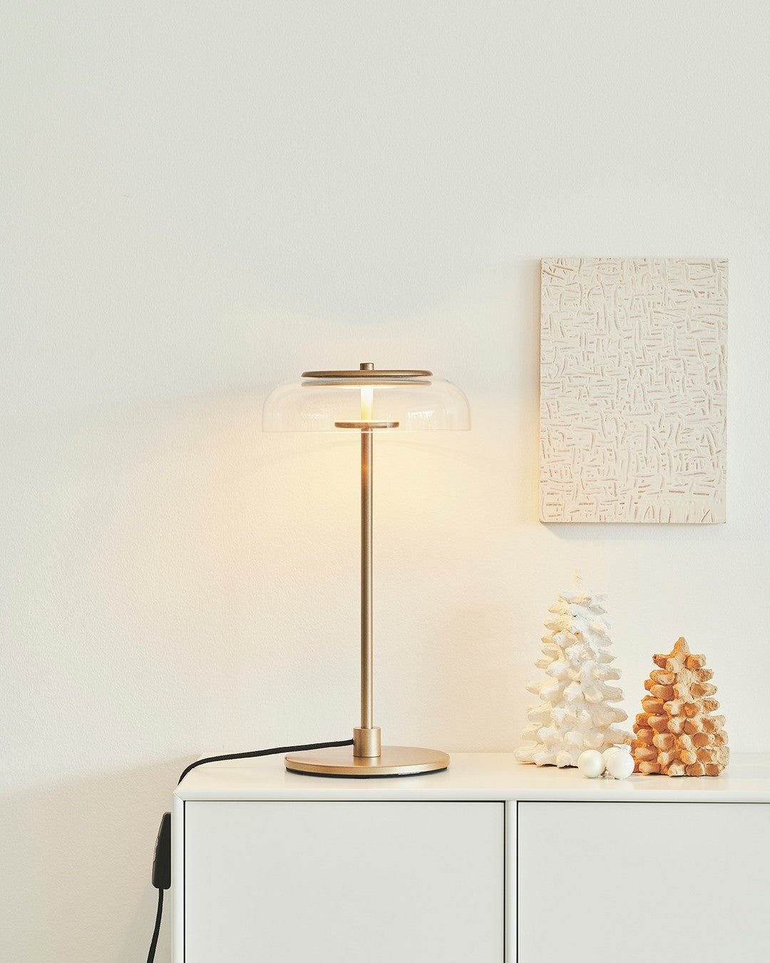 Salem Table Lamp Clear Glass Shade Wood Base-Neutral Decor