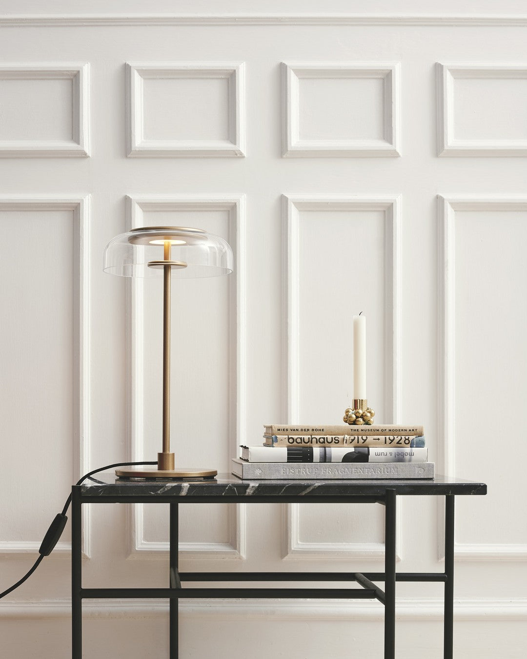 Salem Table Lamp Clear Glass Shade Wood Base-Neutral Decor