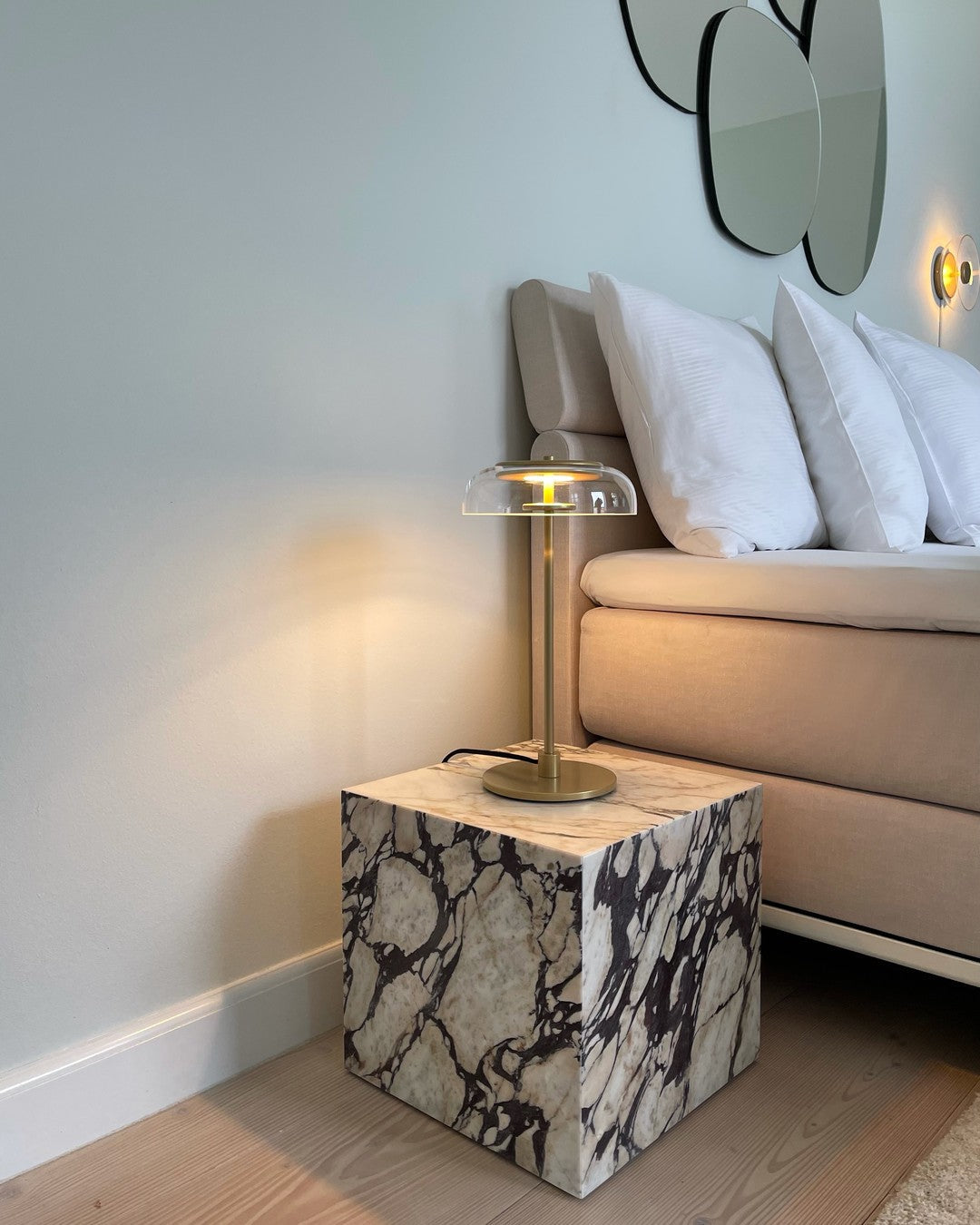 Salem Table Lamp Clear Glass Shade Wood Base-Neutral Decor
