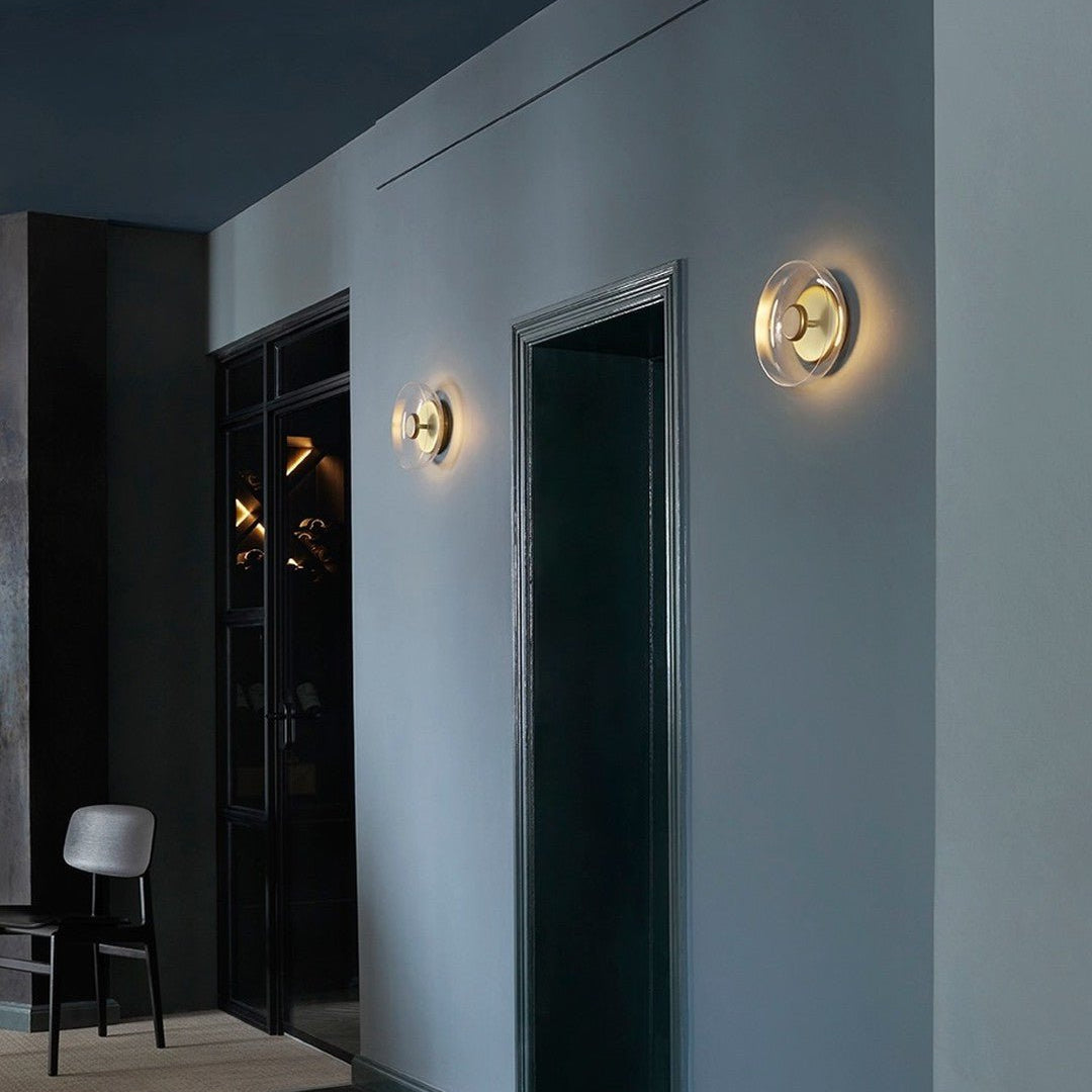 Aether Brass Glass Wall Light-Neutral Decor