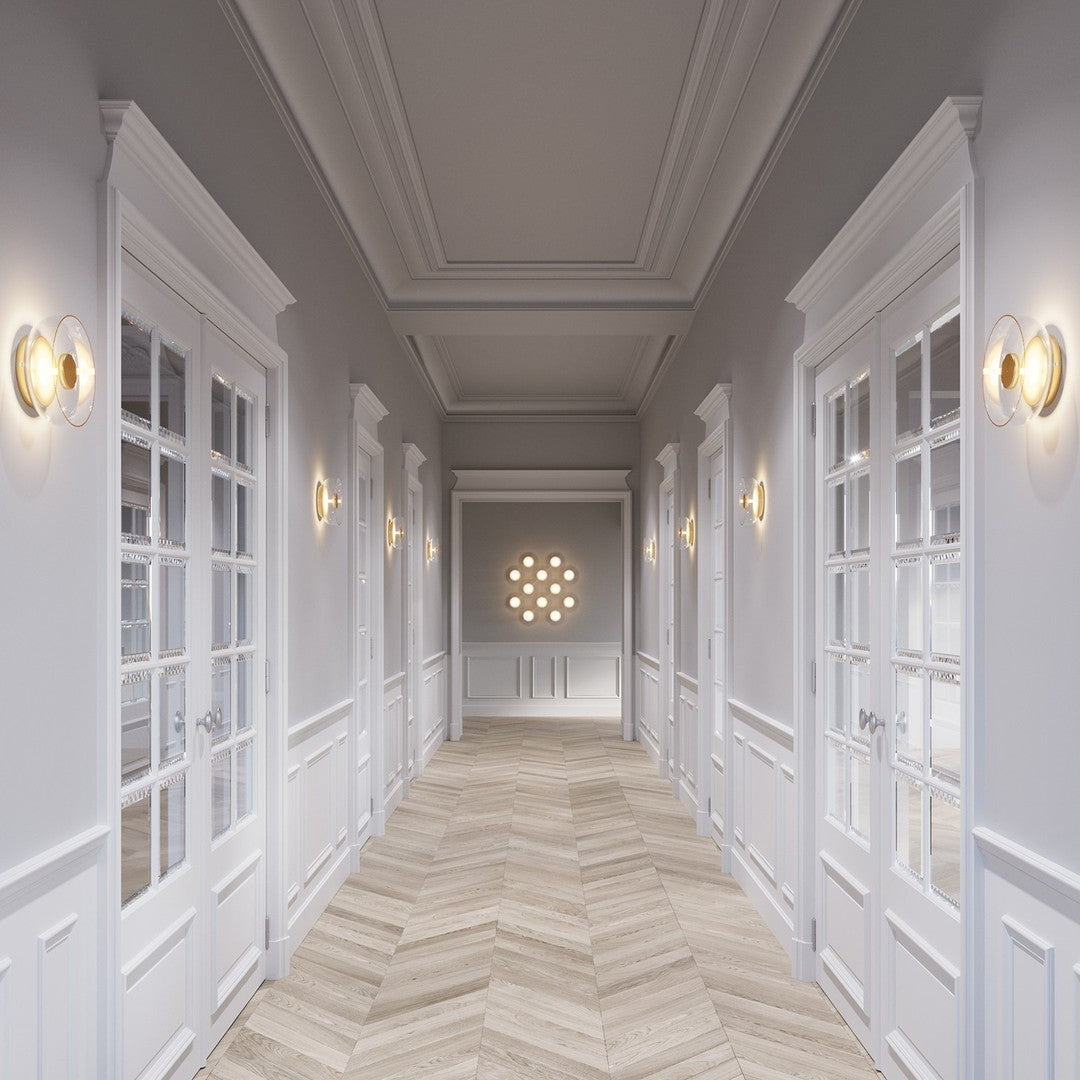 Aether Brass Glass Wall Light-Neutral Decor