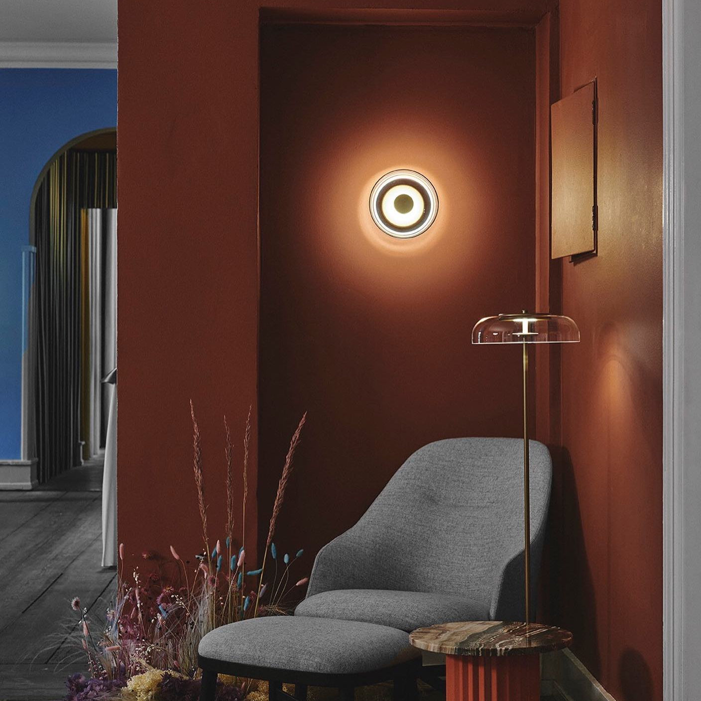 Aether Brass Glass Wall Light-Neutral Decor
