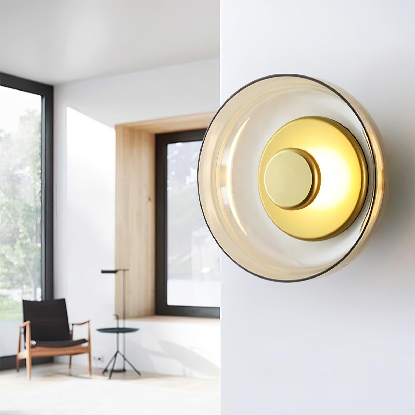 Aether Brass Glass Wall Light-Neutral Decor