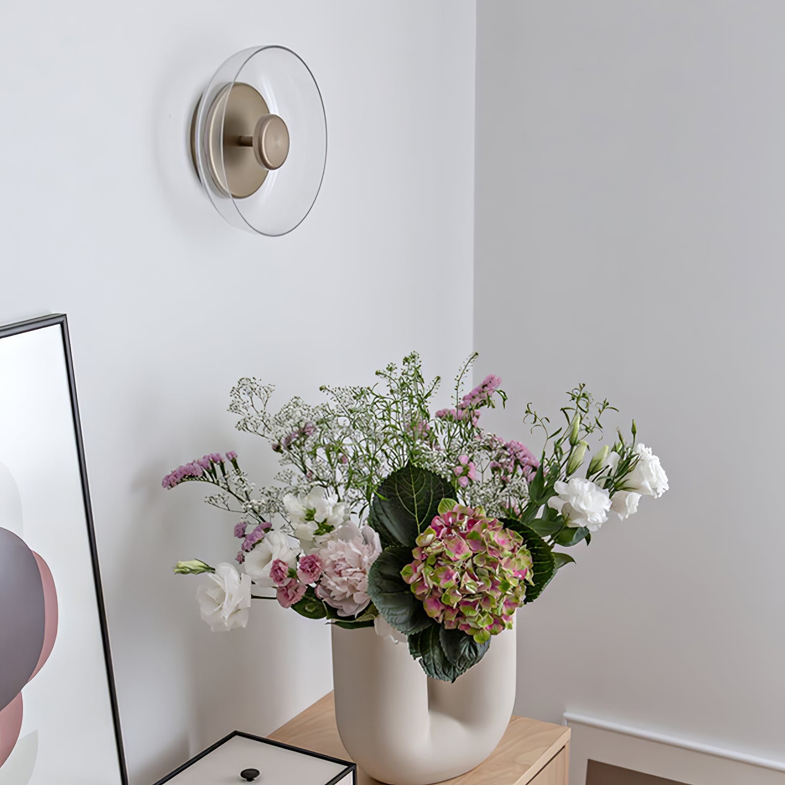 Aether Brass Glass Wall Light-Neutral Decor
