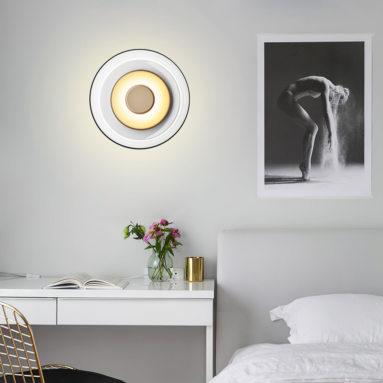 Aether Brass Glass Wall Light-Neutral Decor