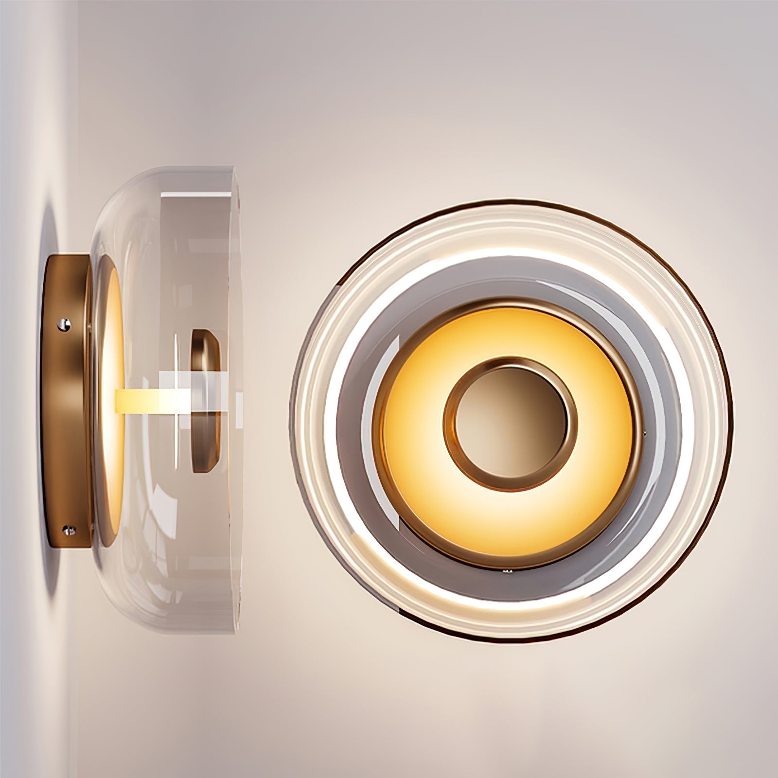 Aether Brass Glass Wall Light-Neutral Decor