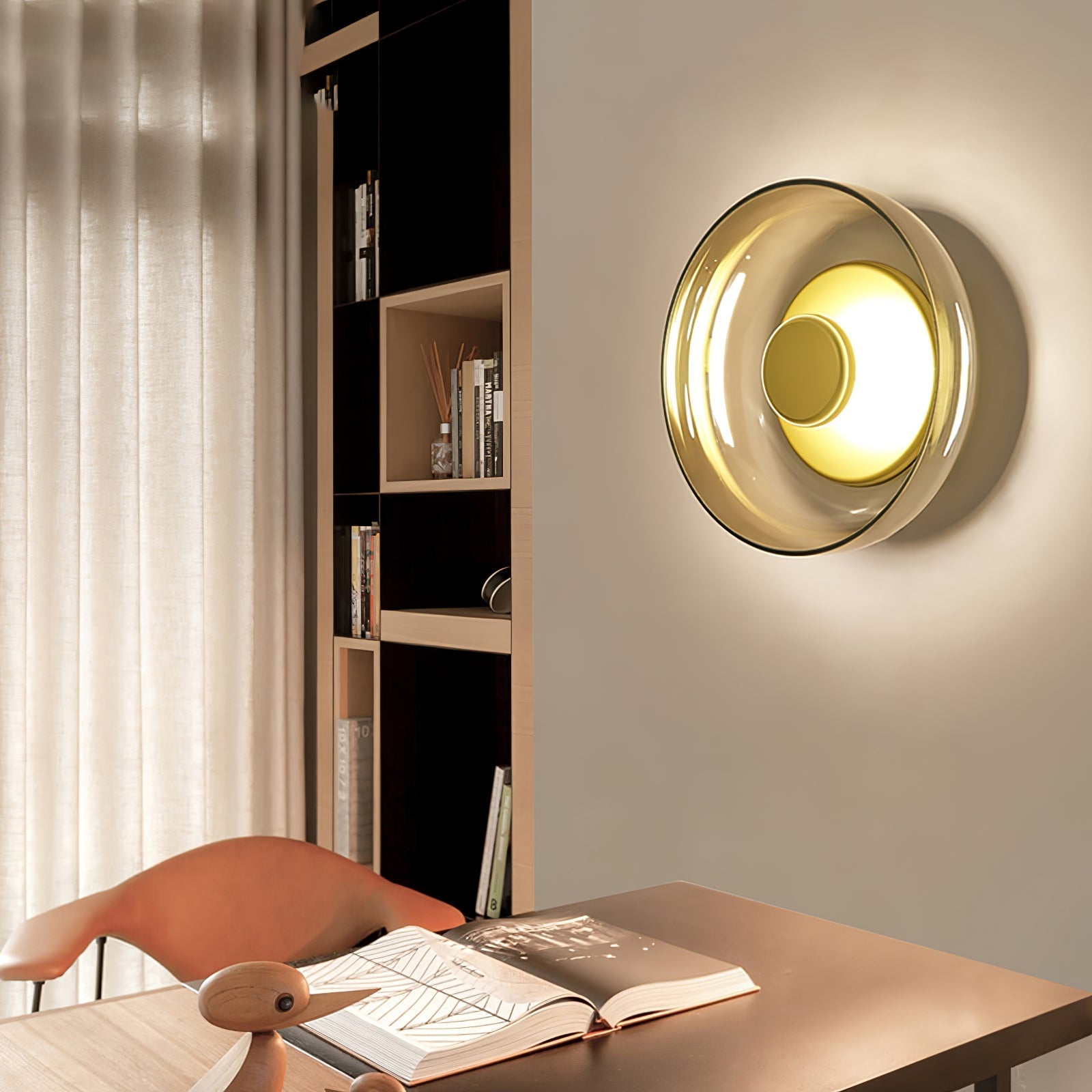 Aether Brass Glass Wall Light-Neutral Decor