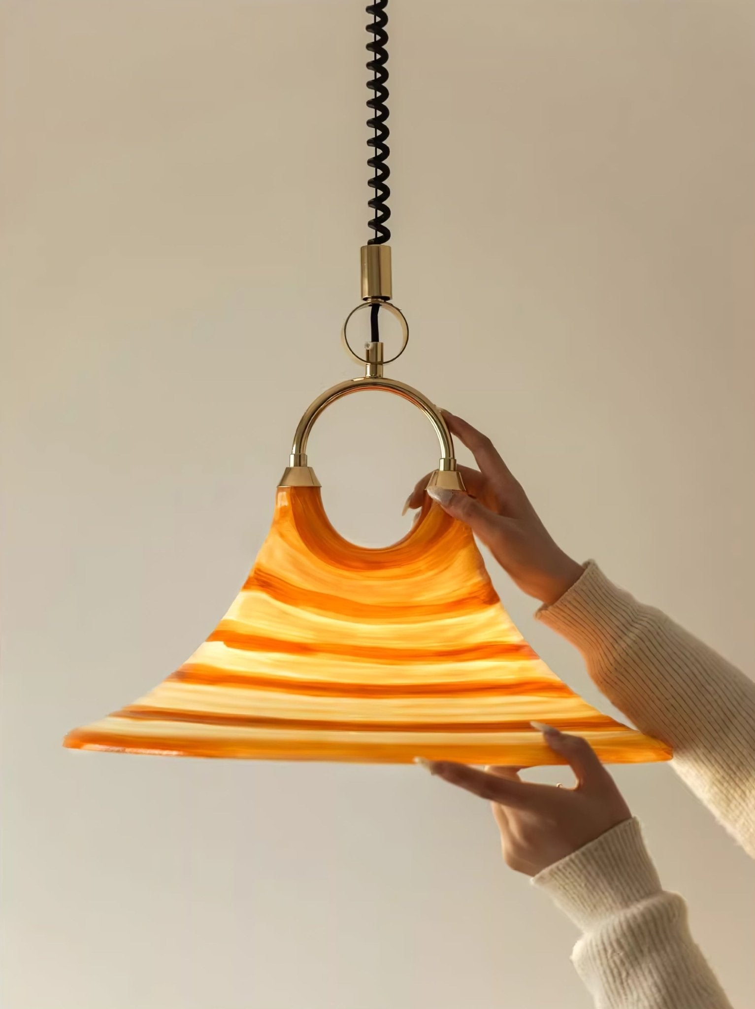 Aurmiros Modern Minimalist Swirl Glass Pendant Light-Neutral Decor