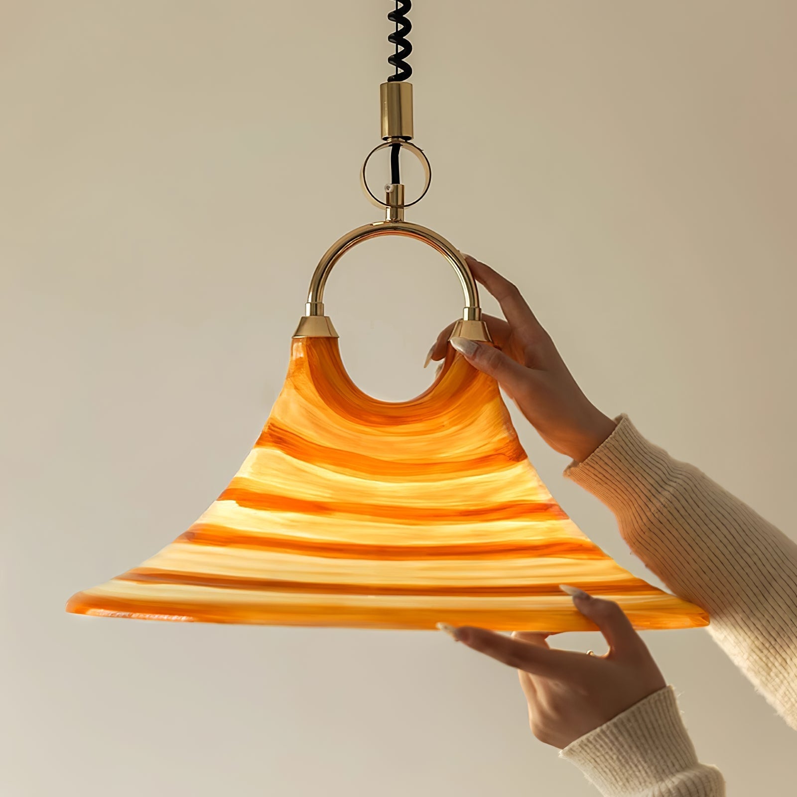 Aurmiros Modern Minimalist Swirl Glass Pendant Light-Neutral Decor