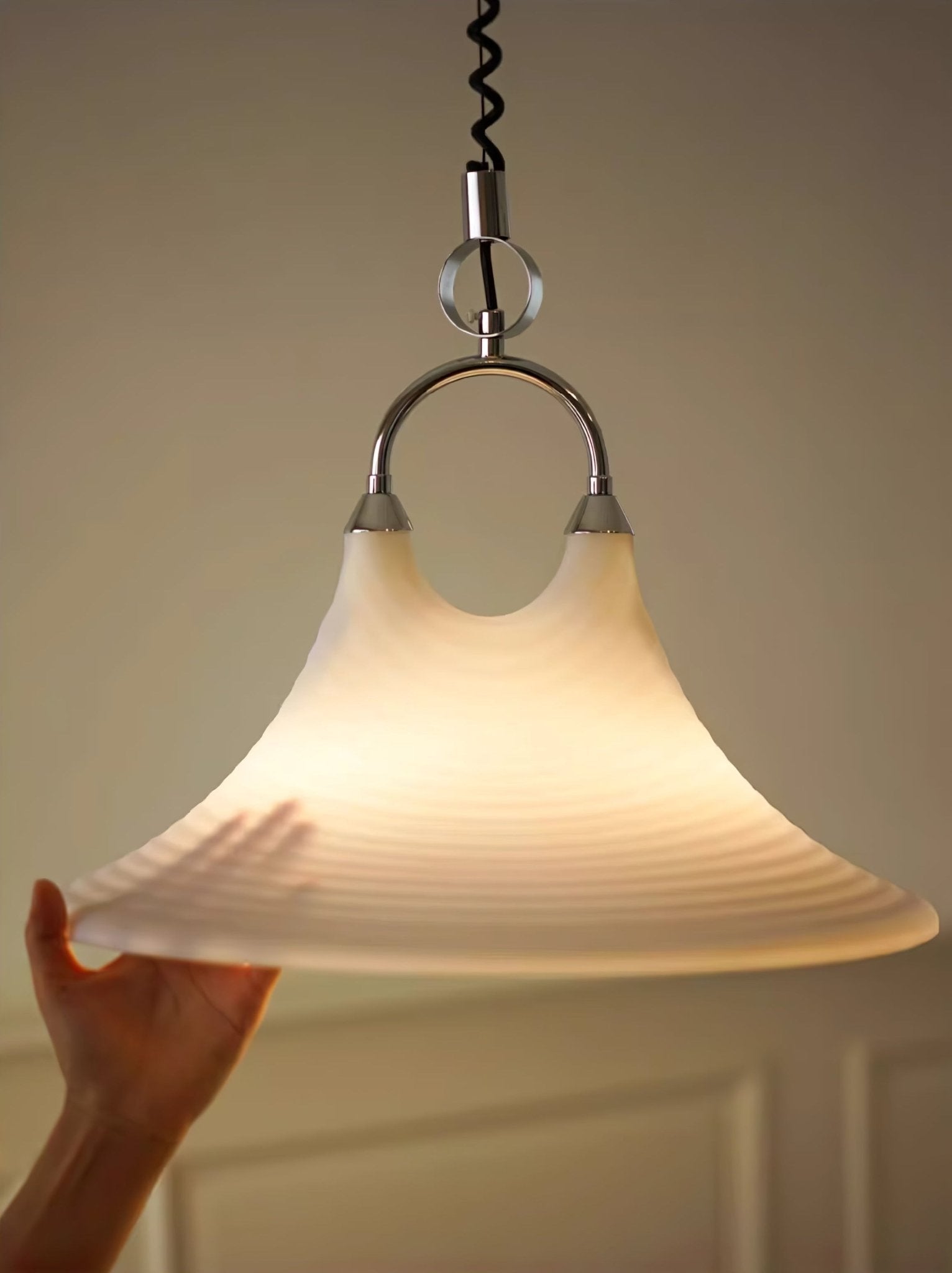 Aurmiros Modern Minimalist Swirl Glass Pendant Light-Neutral Decor