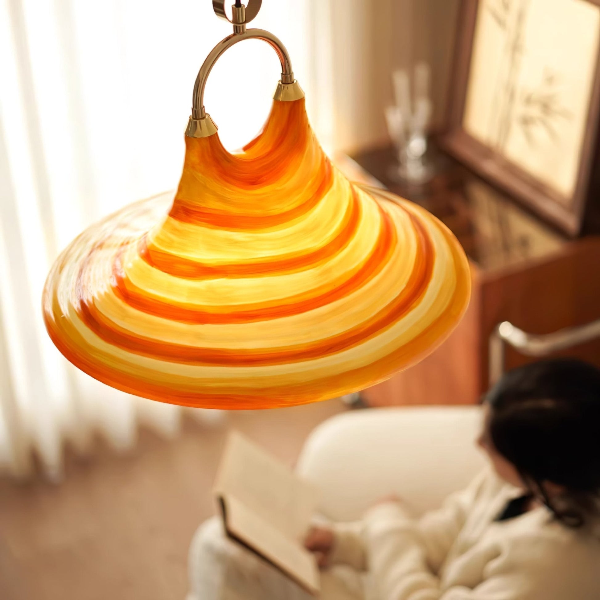 Aurmiros Modern Minimalist Swirl Glass Pendant Light-Neutral Decor