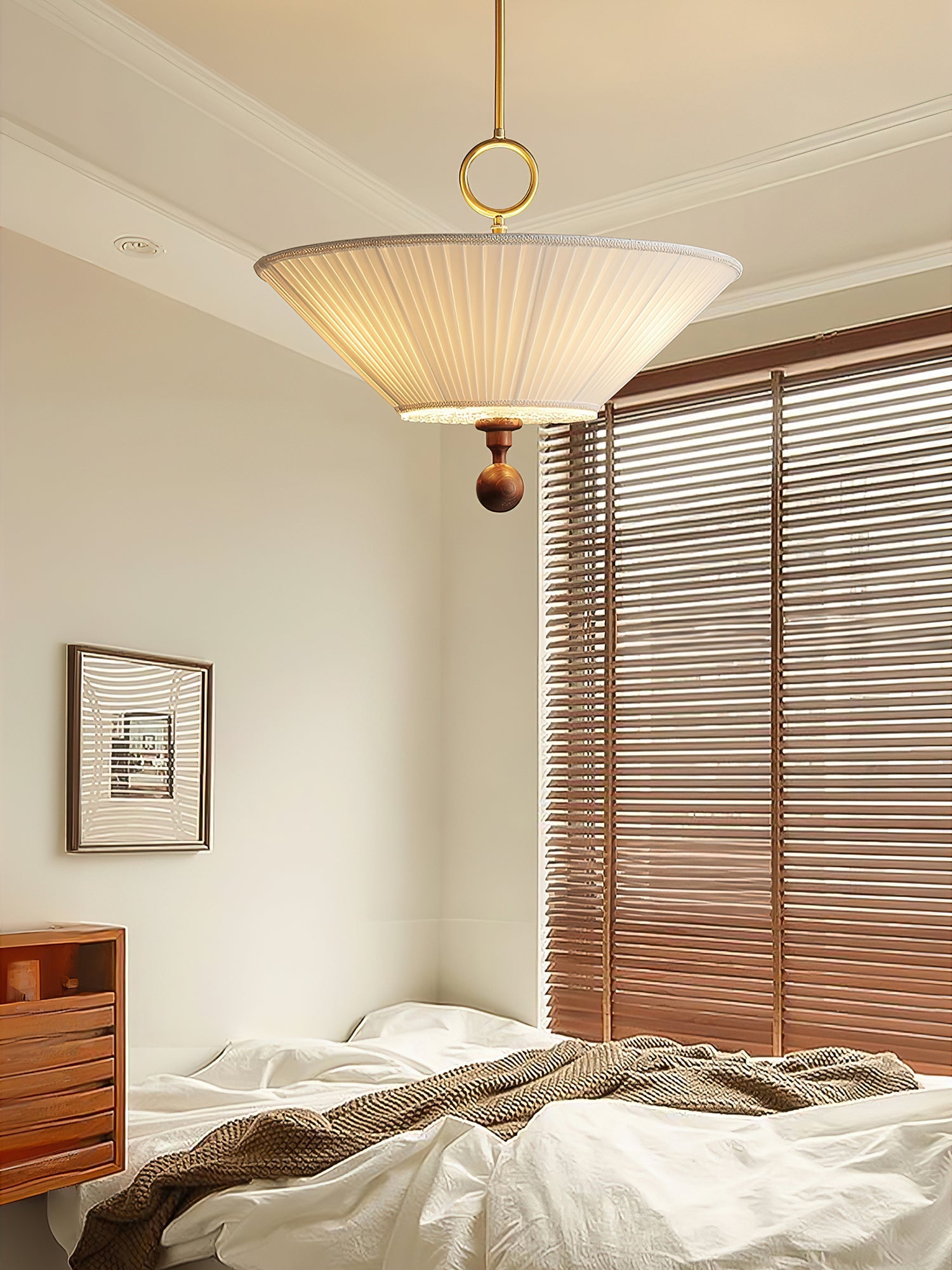 Maltik Pleated Pendant Light-Neutral Decor