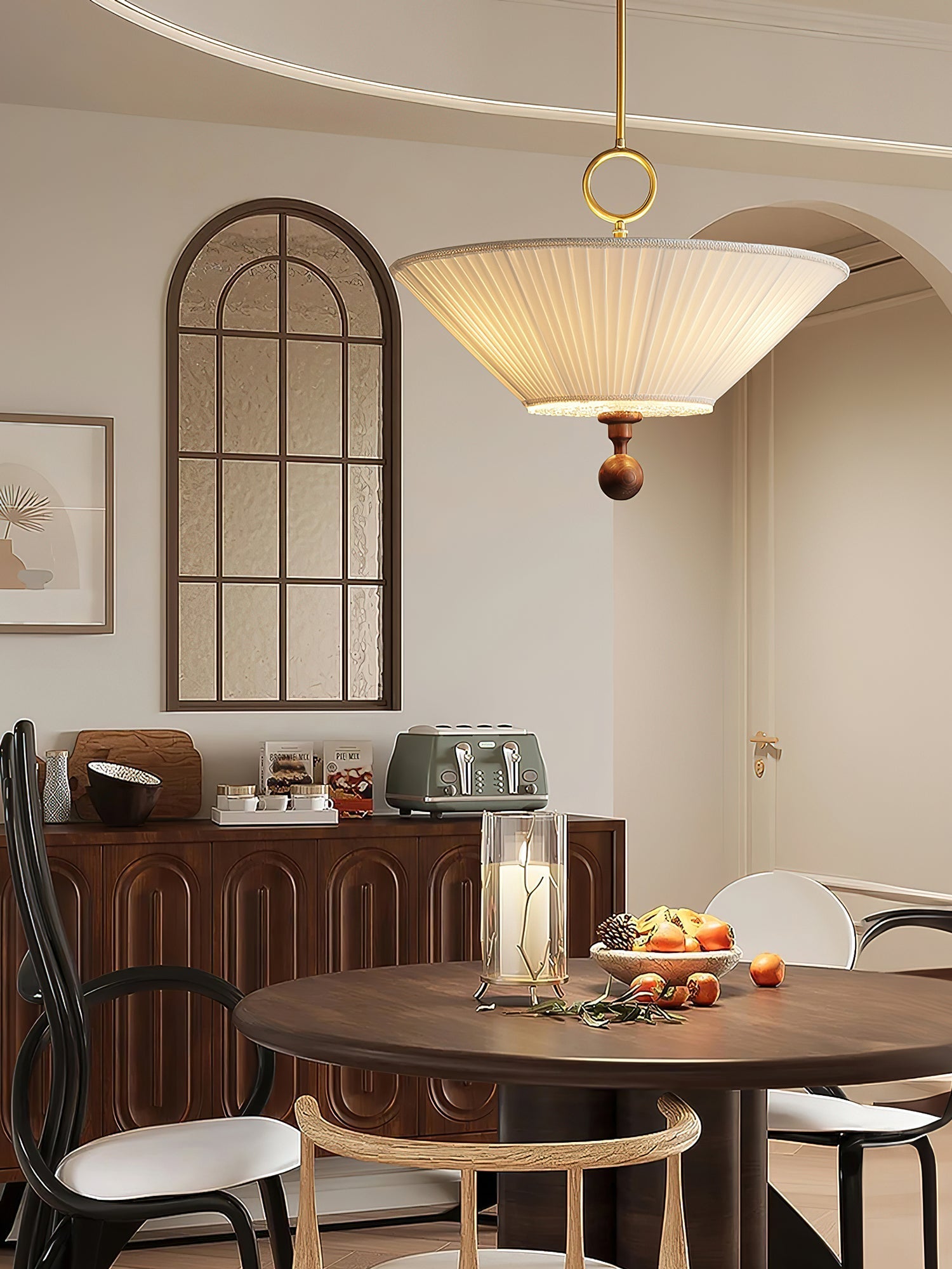 Maltik Pleated Pendant Light-Neutral Decor