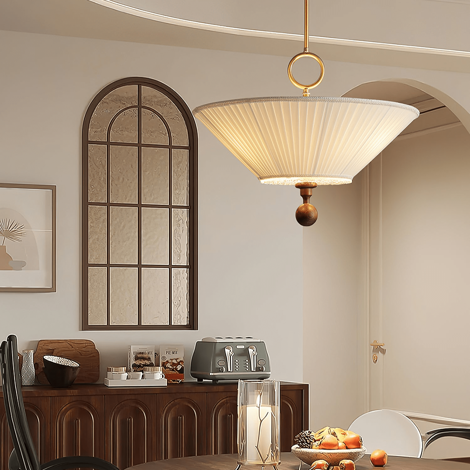 Maltik Pleated Pendant Light-Neutral Decor