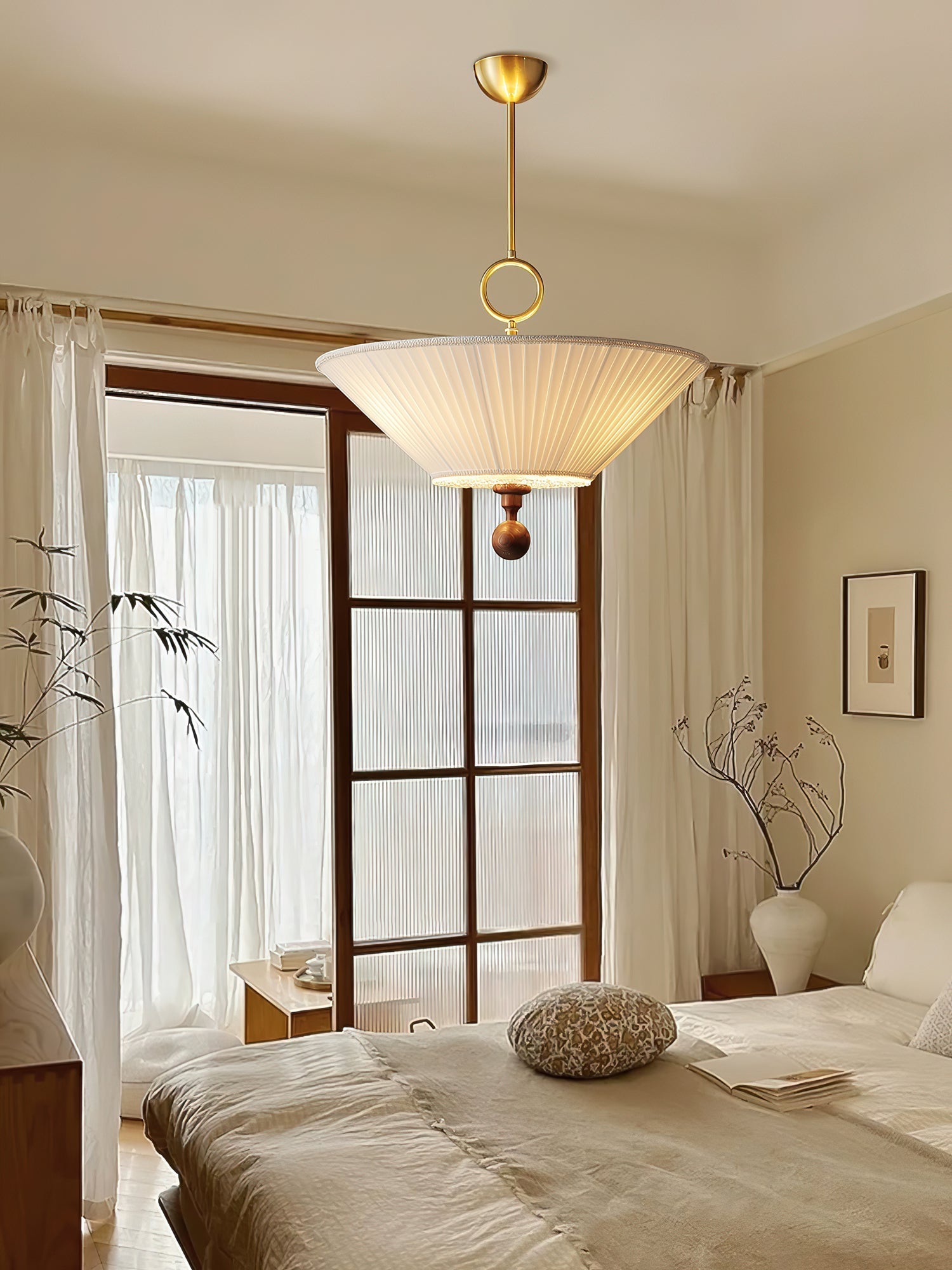 Maltik Pleated Pendant Light-Neutral Decor