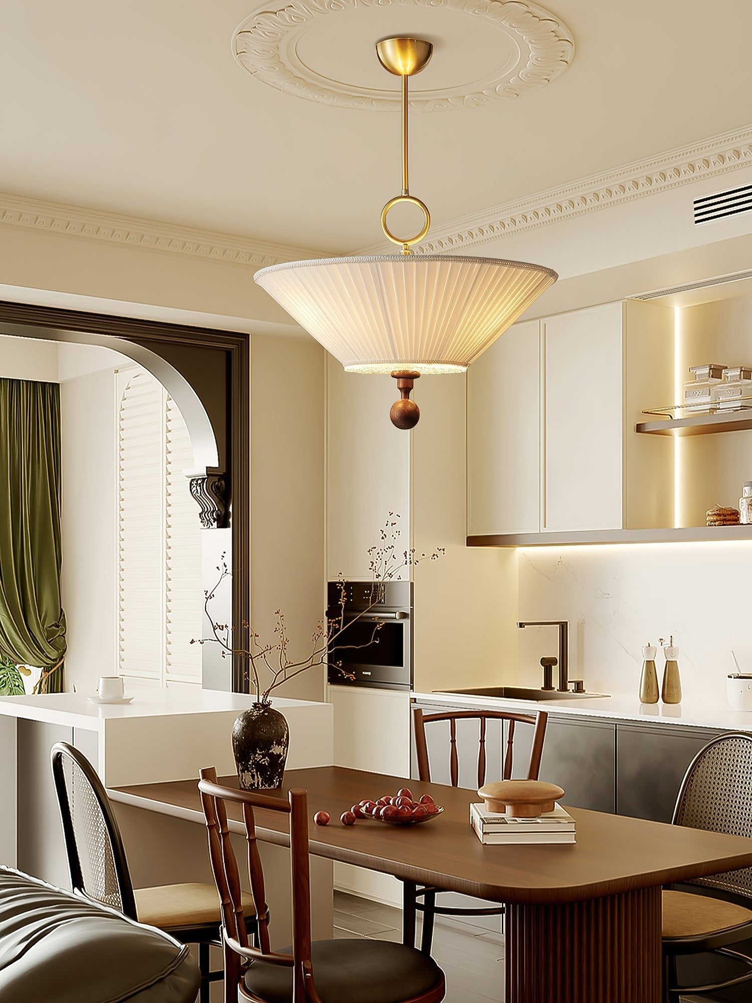 Maltik Pleated Pendant Light-Neutral Decor