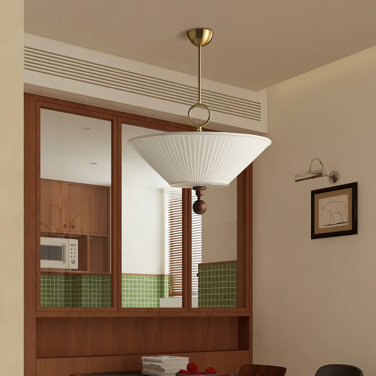 Maltik Pleated Pendant Light-Neutral Decor