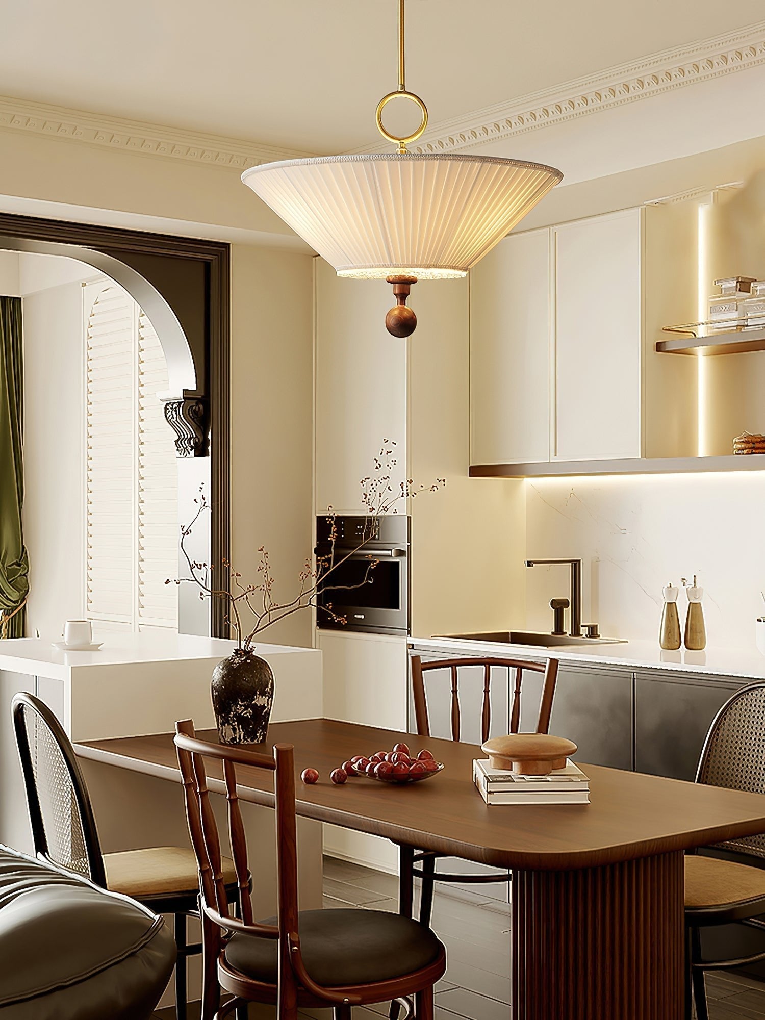 Maltik Pleated Pendant Light-Neutral Decor