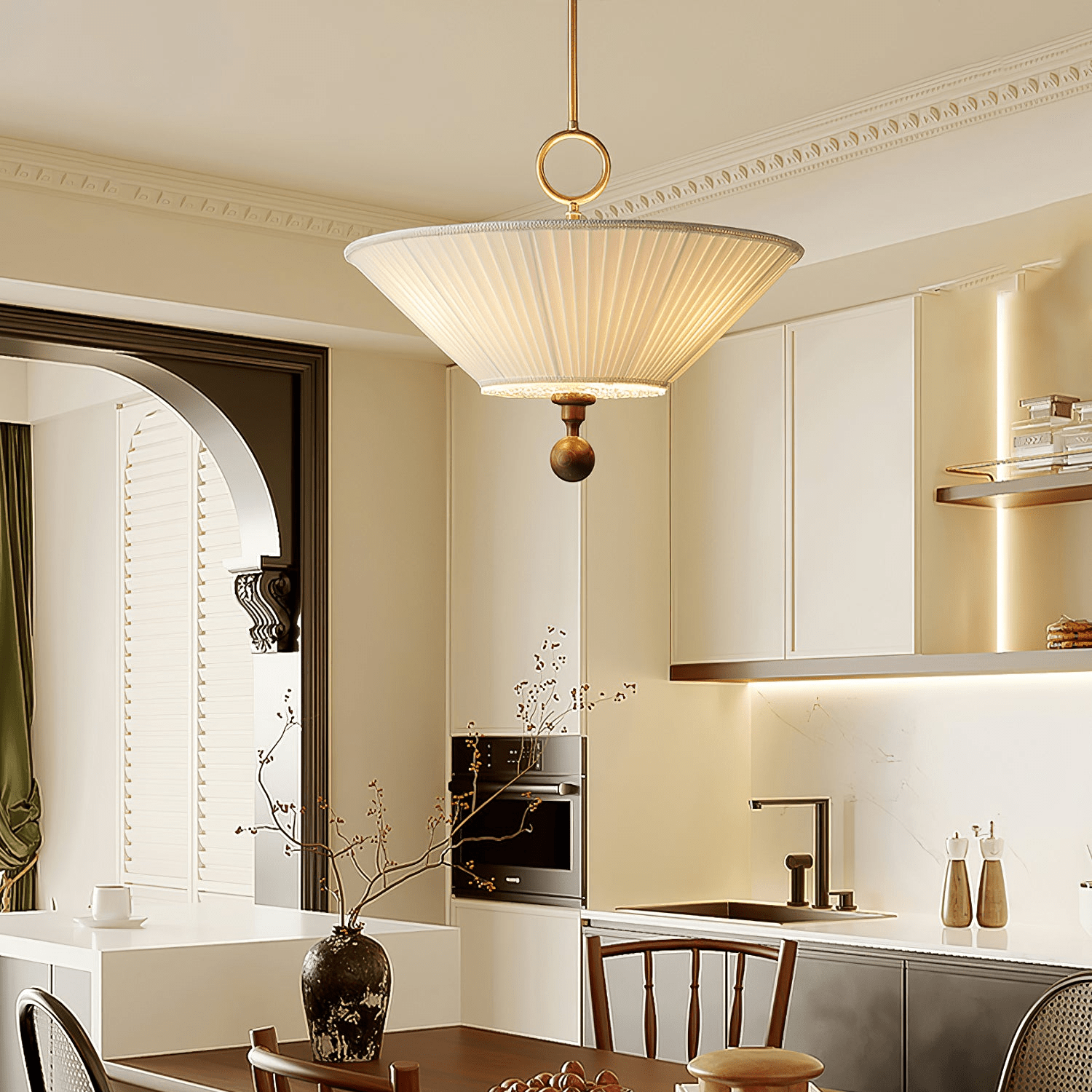 Maltik Pleated Pendant Light-Neutral Decor
